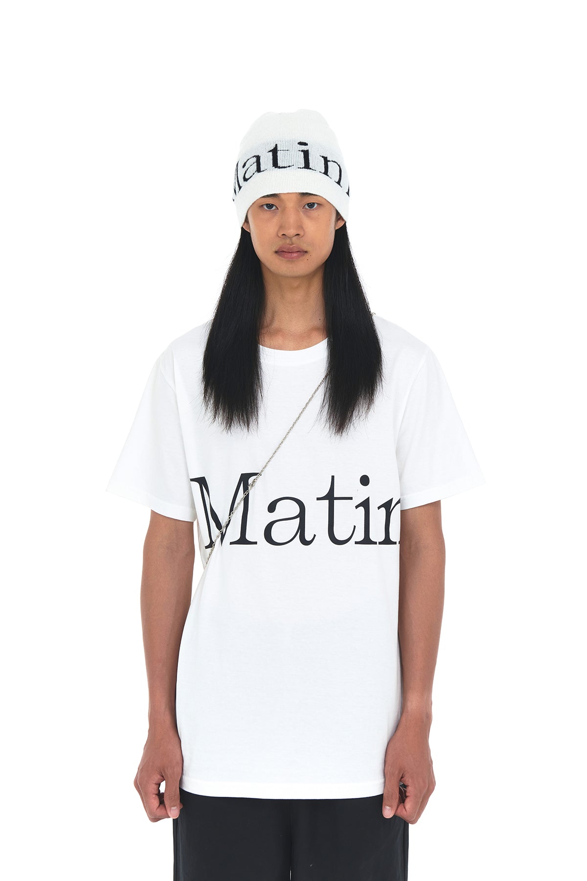 Matin Kim - Logo Jacquard Short Beanie (White) product image 4 | TRAB K-Fashion Australia