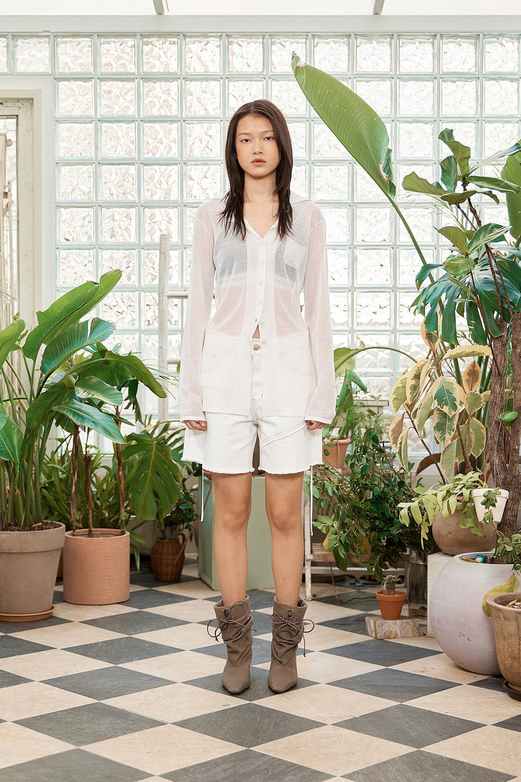 Matin Kim - String Point Plain Long Cardigan (White) product image 16 | TRAB K-Fashion Australia