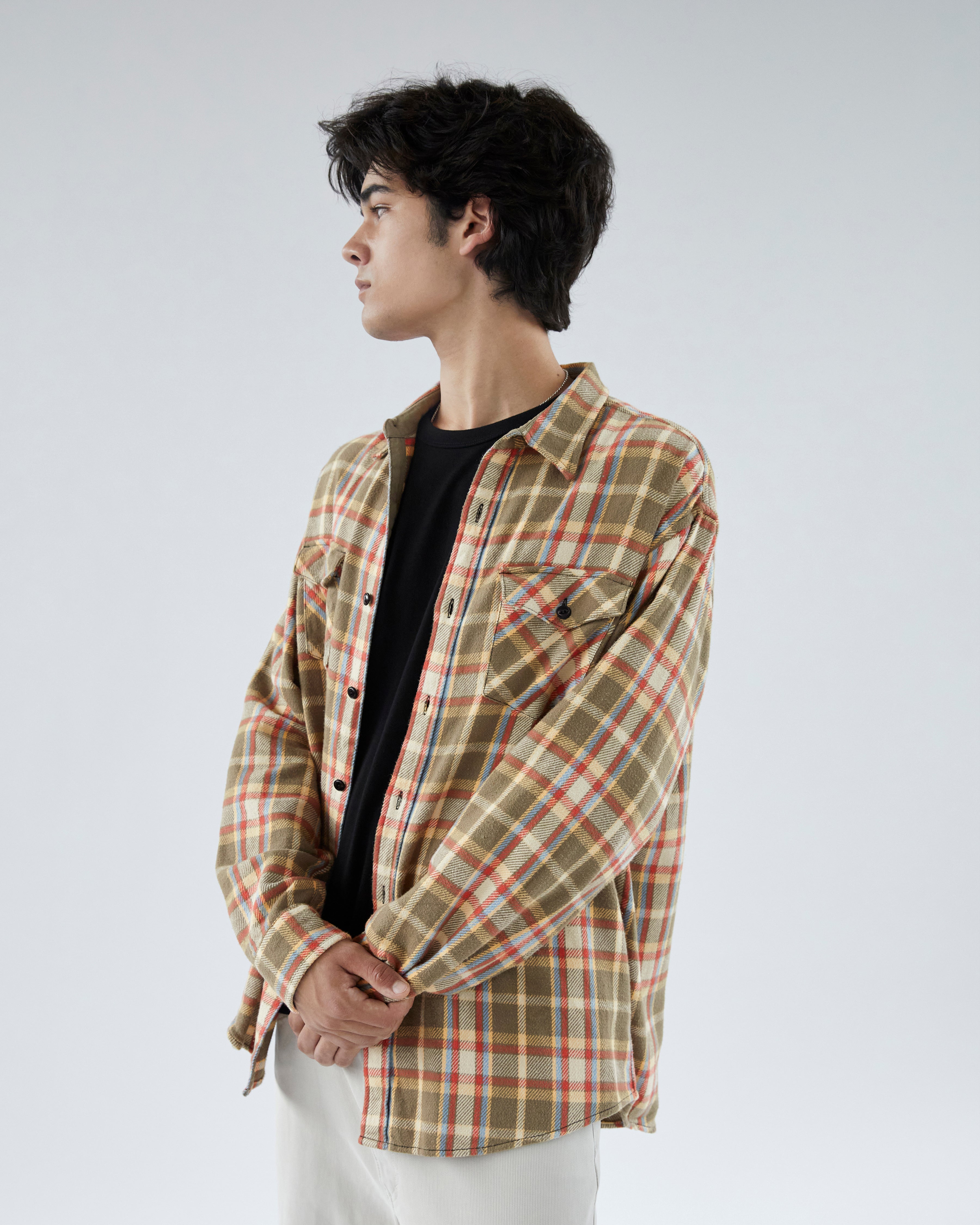 Khakis - Heavy Flannel Shirt (Tan) product image 7 | TRAB K-Fashion Australia