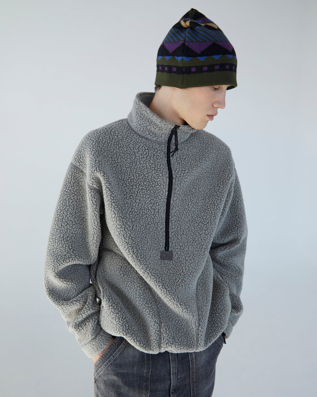 Khakis - Sherpa Half Zip Pullover (Grey) product image 5 | TRAB K-Fashion Australia