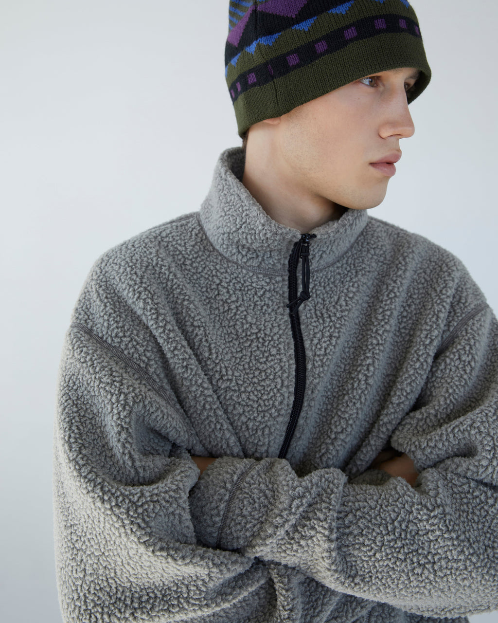 Khakis - Sherpa Half Zip Pullover (Grey) product image 6 | TRAB K-Fashion Australia