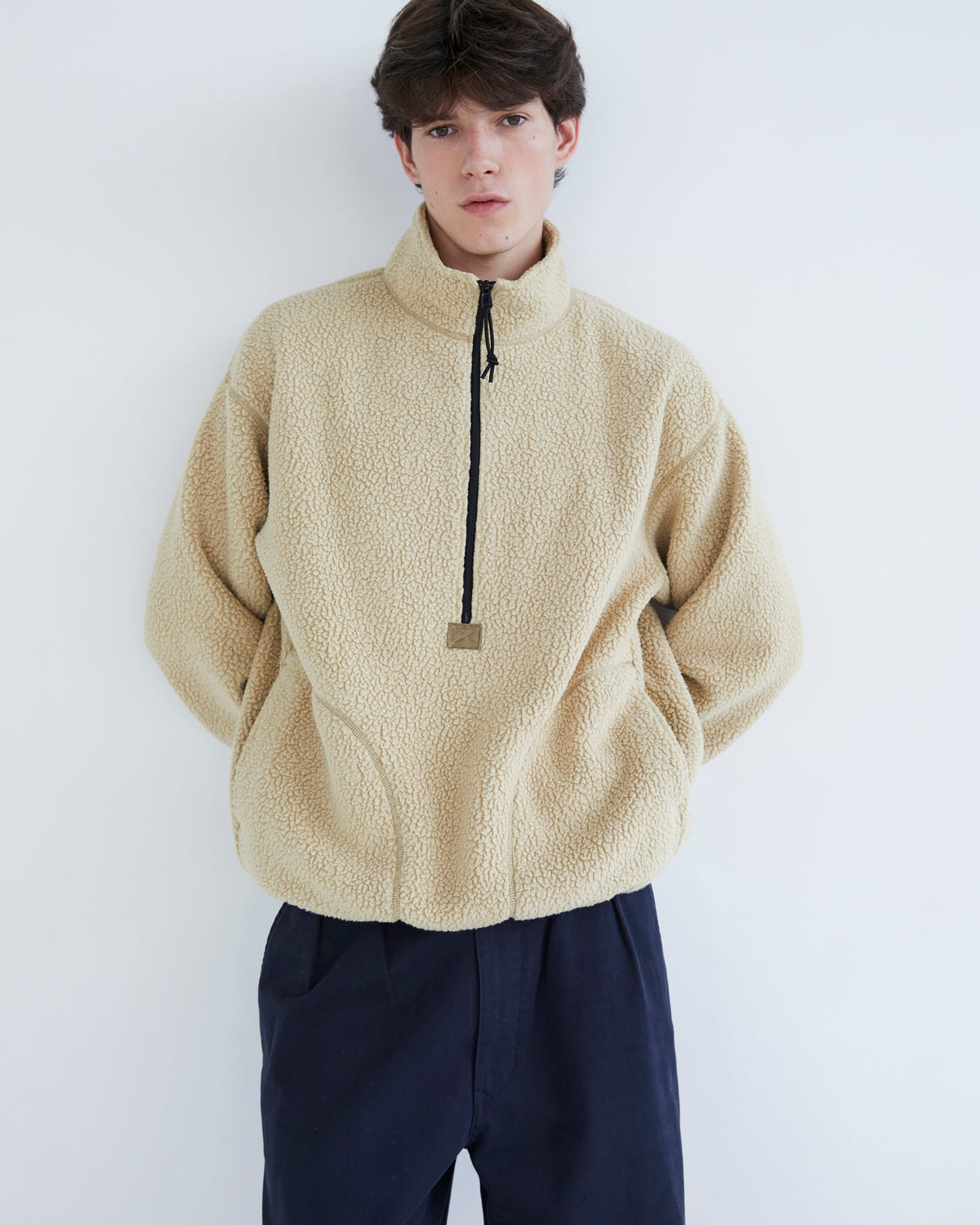 Khakis - Sherpa Half Zip Pullover (Tan) product image 5 | TRAB K-Fashion Australia