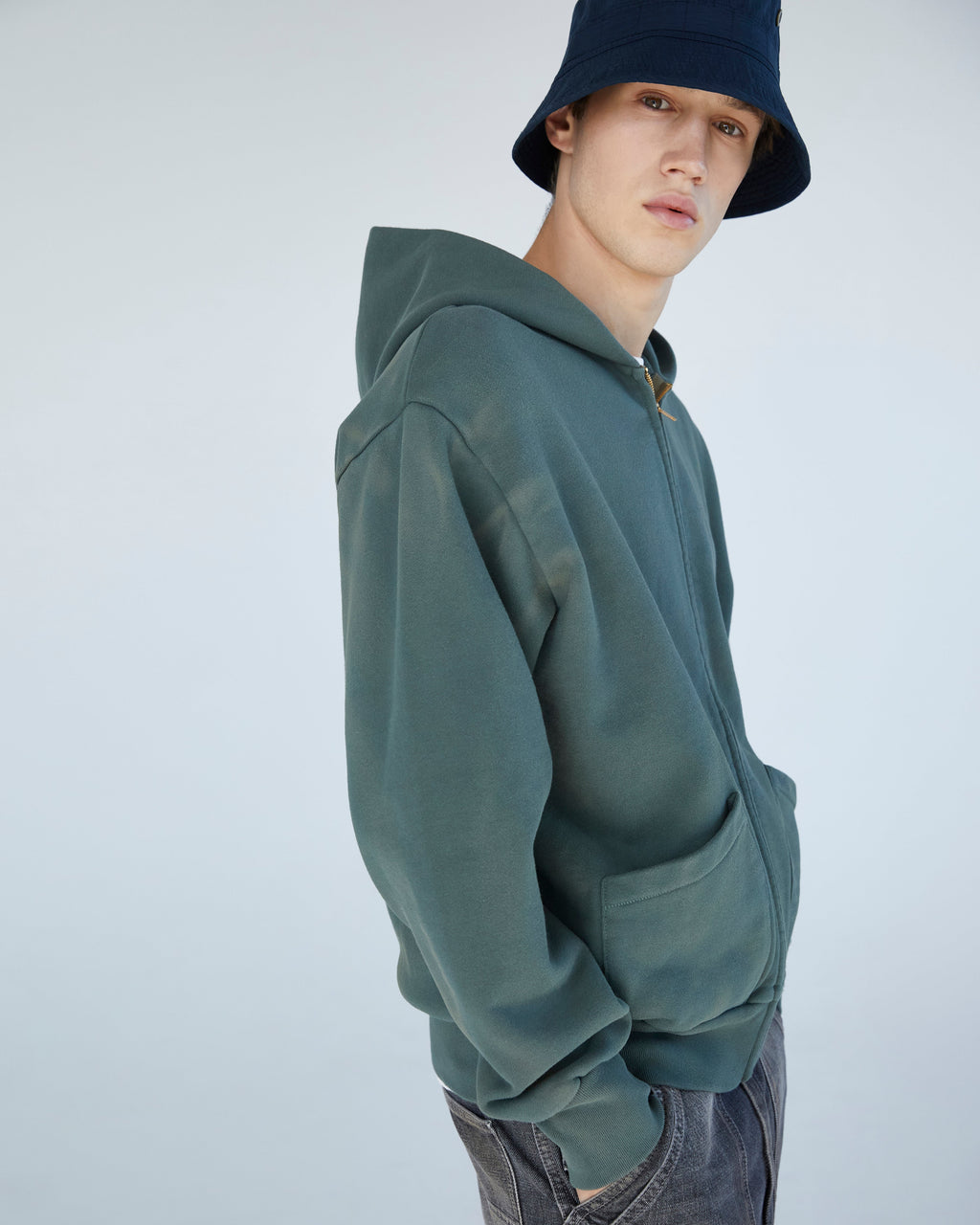 Khakis - Stained Full Zip Hoodie (Olive) product image 6 | TRAB K-Fashion Australia