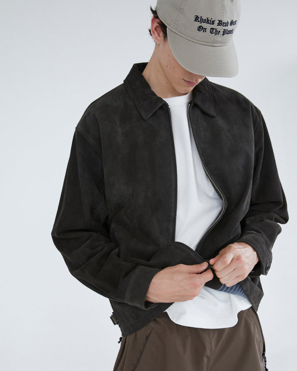 Khakis - Suede Zip Jacket (Dark Olive) product image 8 | TRAB K-Fashion Australia
