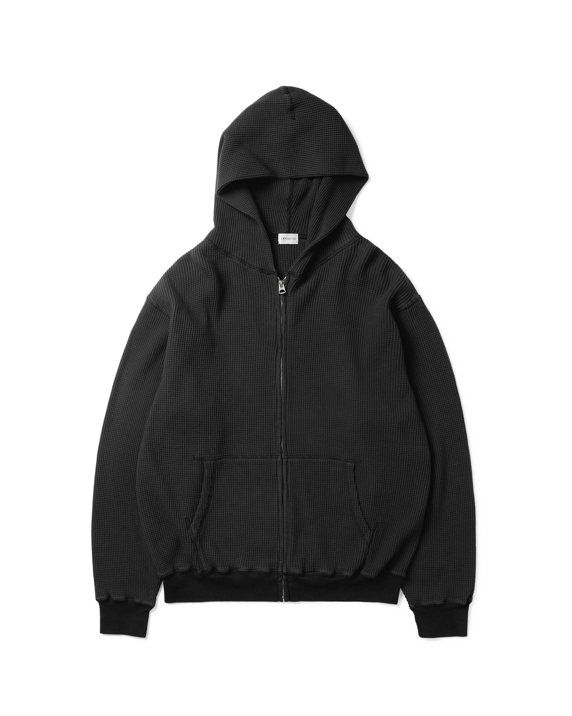 Khakis - Waffle Full Zip Hoodie (Black) product image 1 | TRAB K-Fashion Australia