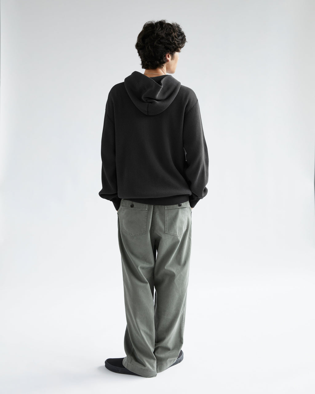 Khakis - Waffle Full Zip Hoodie (Black) product image 7 | TRAB K-Fashion Australia
