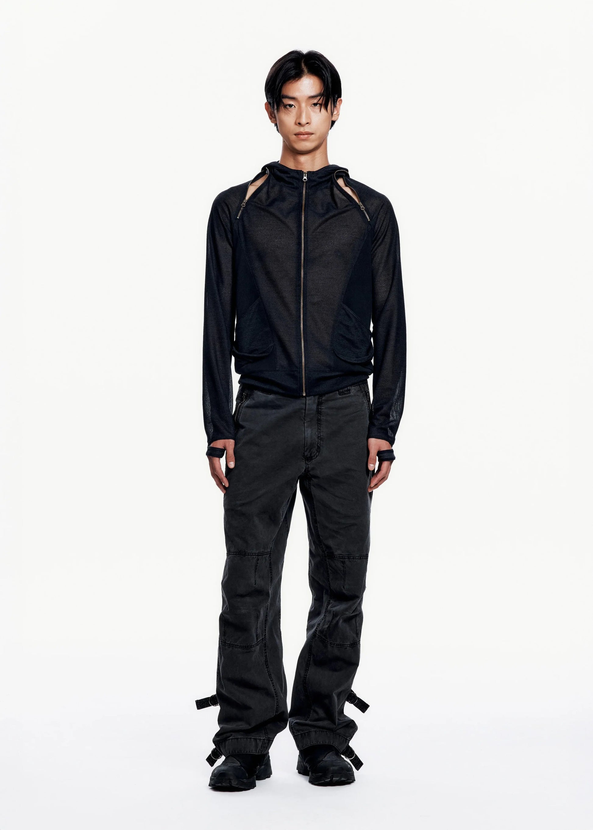 Hyein Seo - Slashed Zip Hoodie (Midnight) product image 3 | TRAB K-Fashion Australia