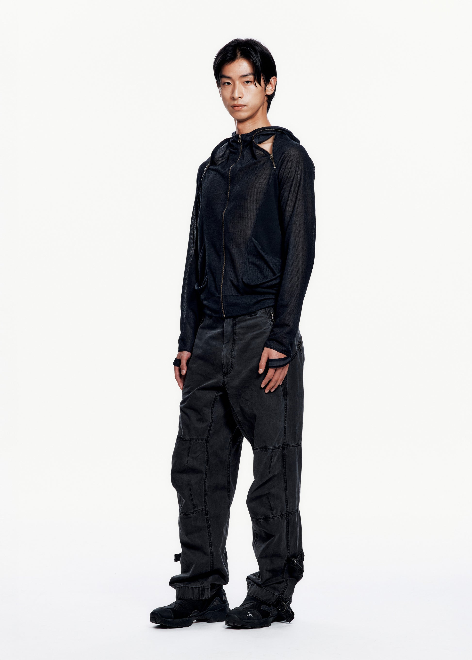 Hyein Seo - Slashed Zip Hoodie (Midnight) product image 3 | TRAB K-Fashion Australia