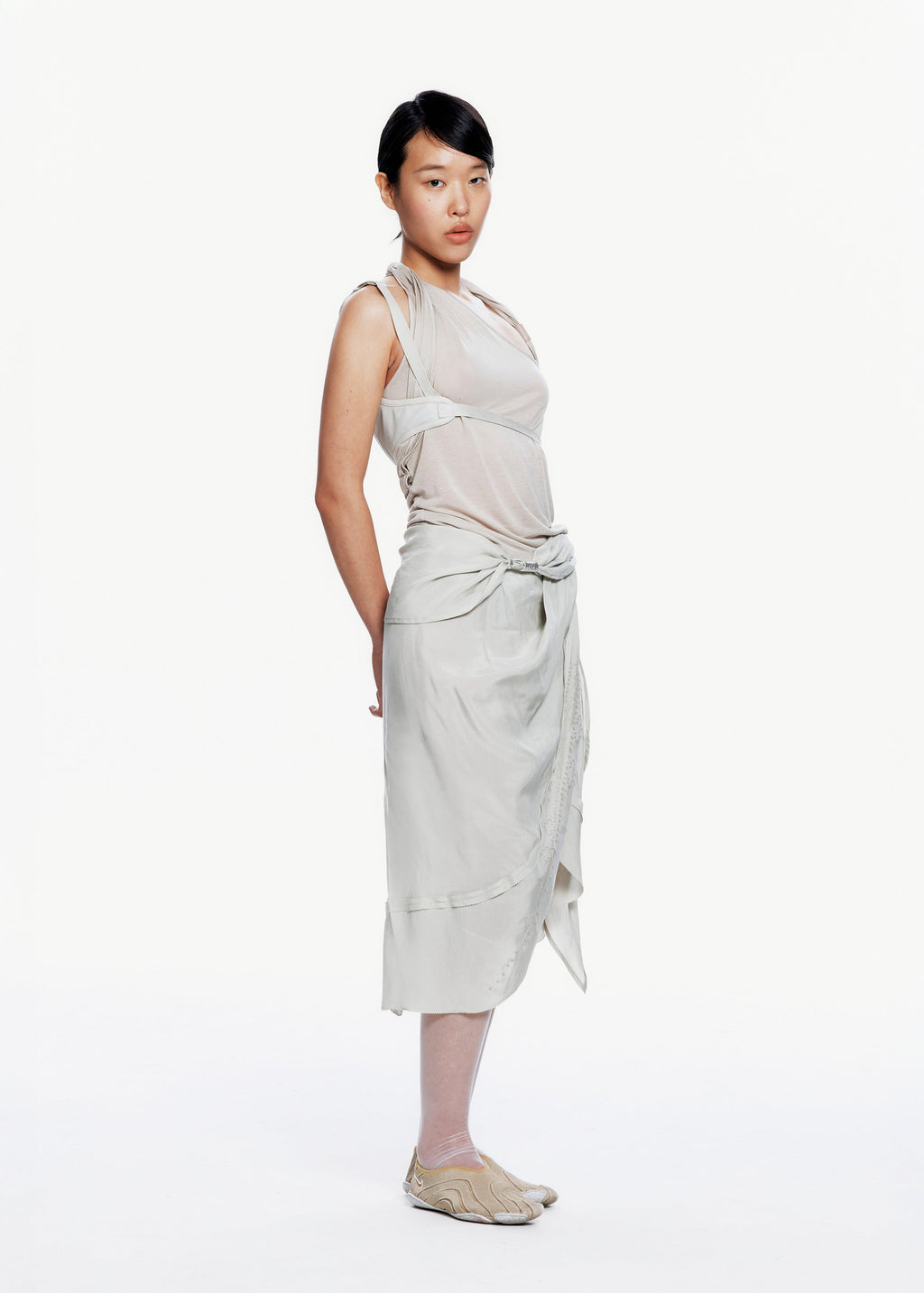 Hyein Seo - Sleeveless Knot Top w/ Back Strap (Moss Beige) product image 5 | TRAB K-Fashion Australia