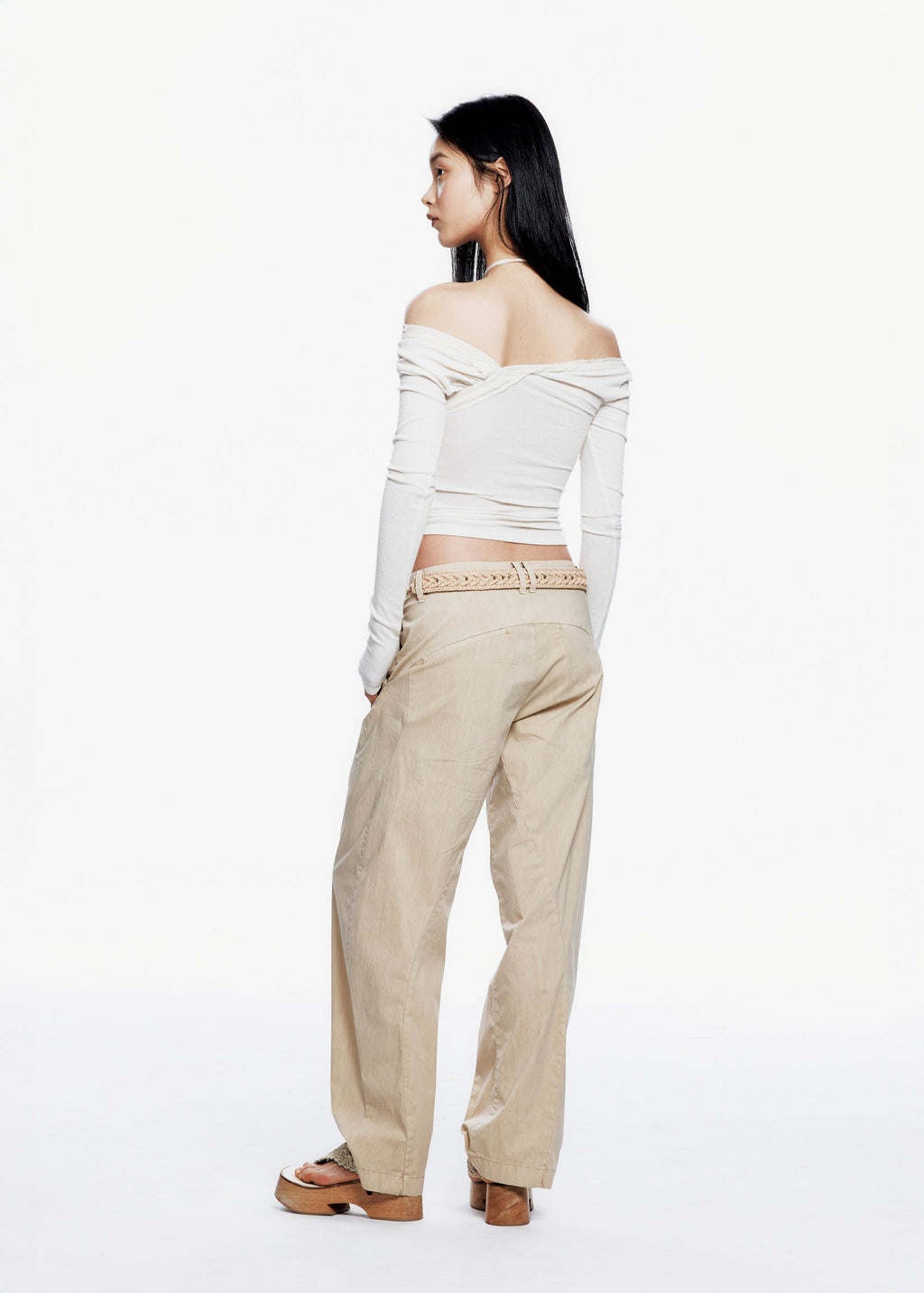 Hyein Seo - Bent Trouser w/ Knitted Belt (Sand) product image 9 | TRAB K-Fashion Australia