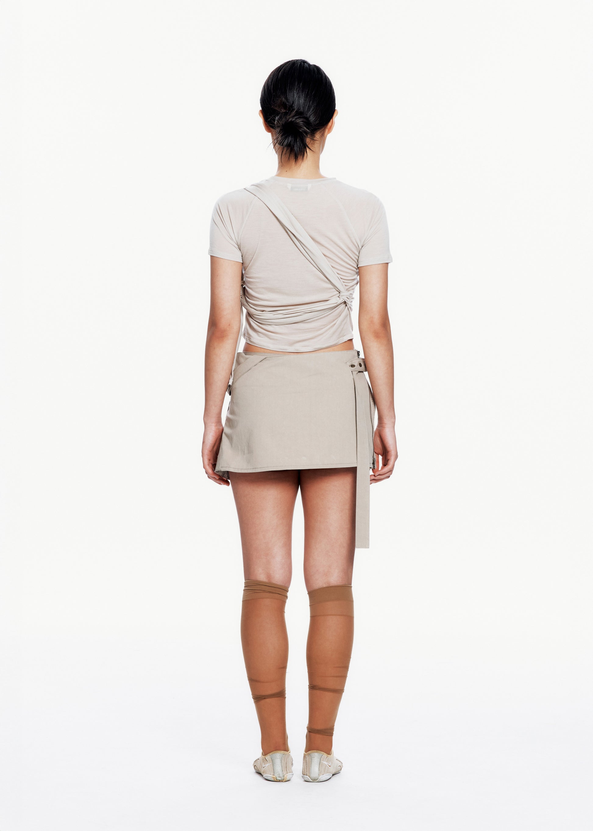 Hyein Seo - Knotted Mini Skirt (Beige) product image 3 | TRAB K-Fashion Australia