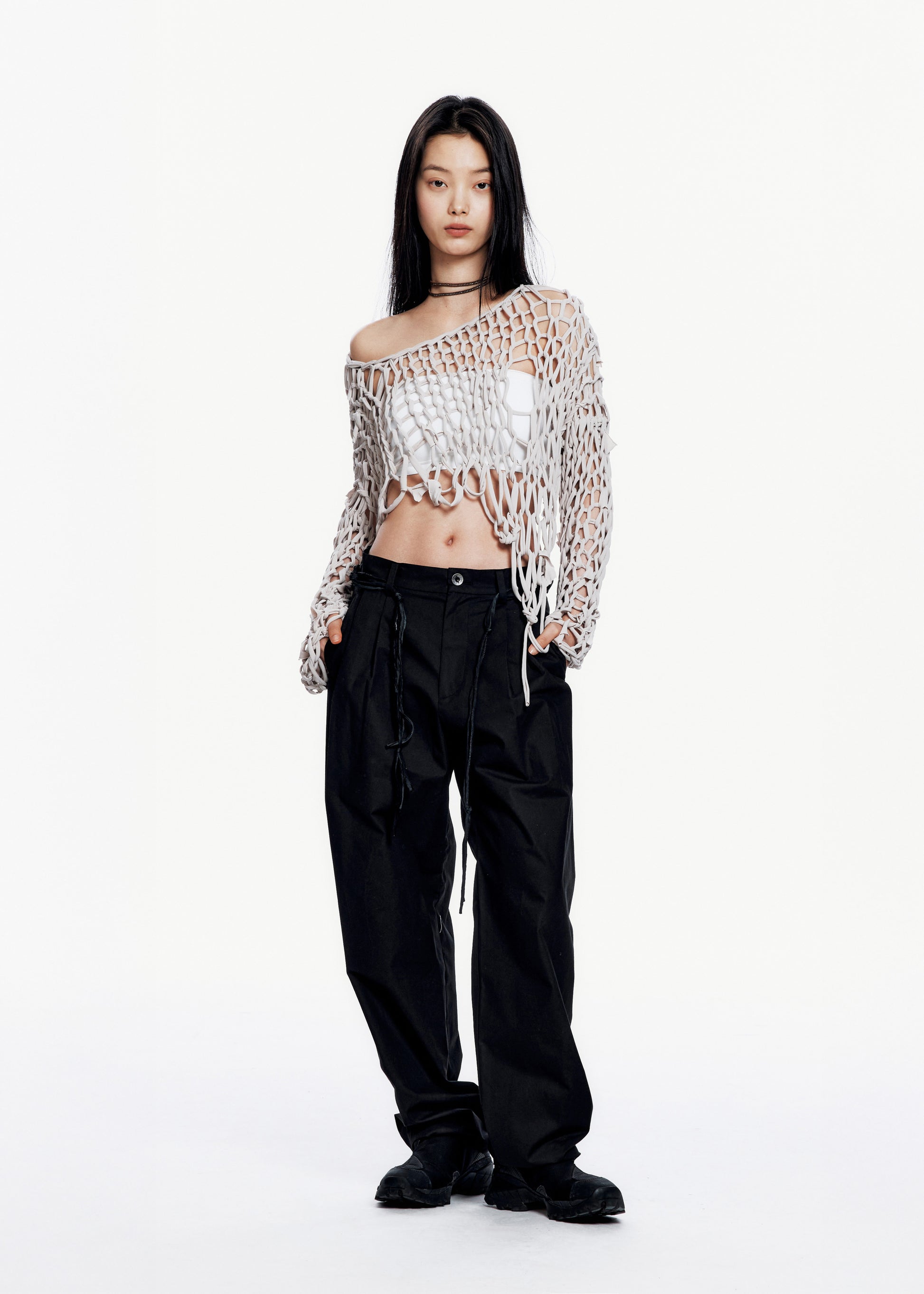 Hyein Seo - Wide Pants w/ Macrame Belt (Black) product image 8 | TRAB K-Fashion Australia