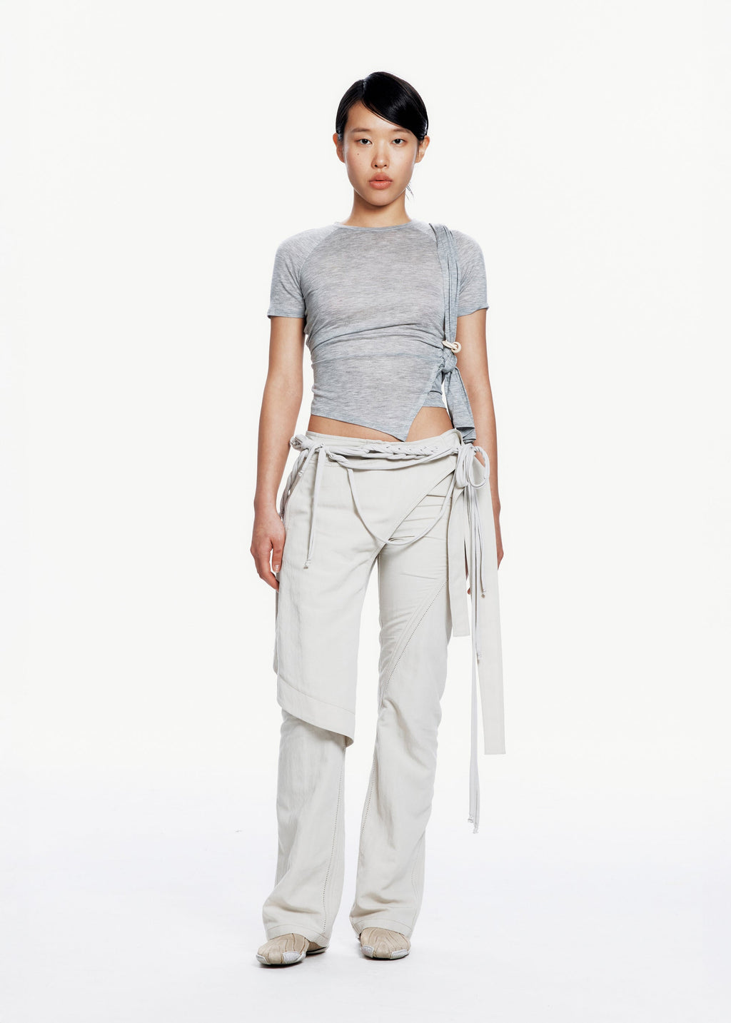 Hyein Seo - Wrap Pants w/ Macrame Belt (Mist Grey) product image 2 | TRAB K-Fashion Australia