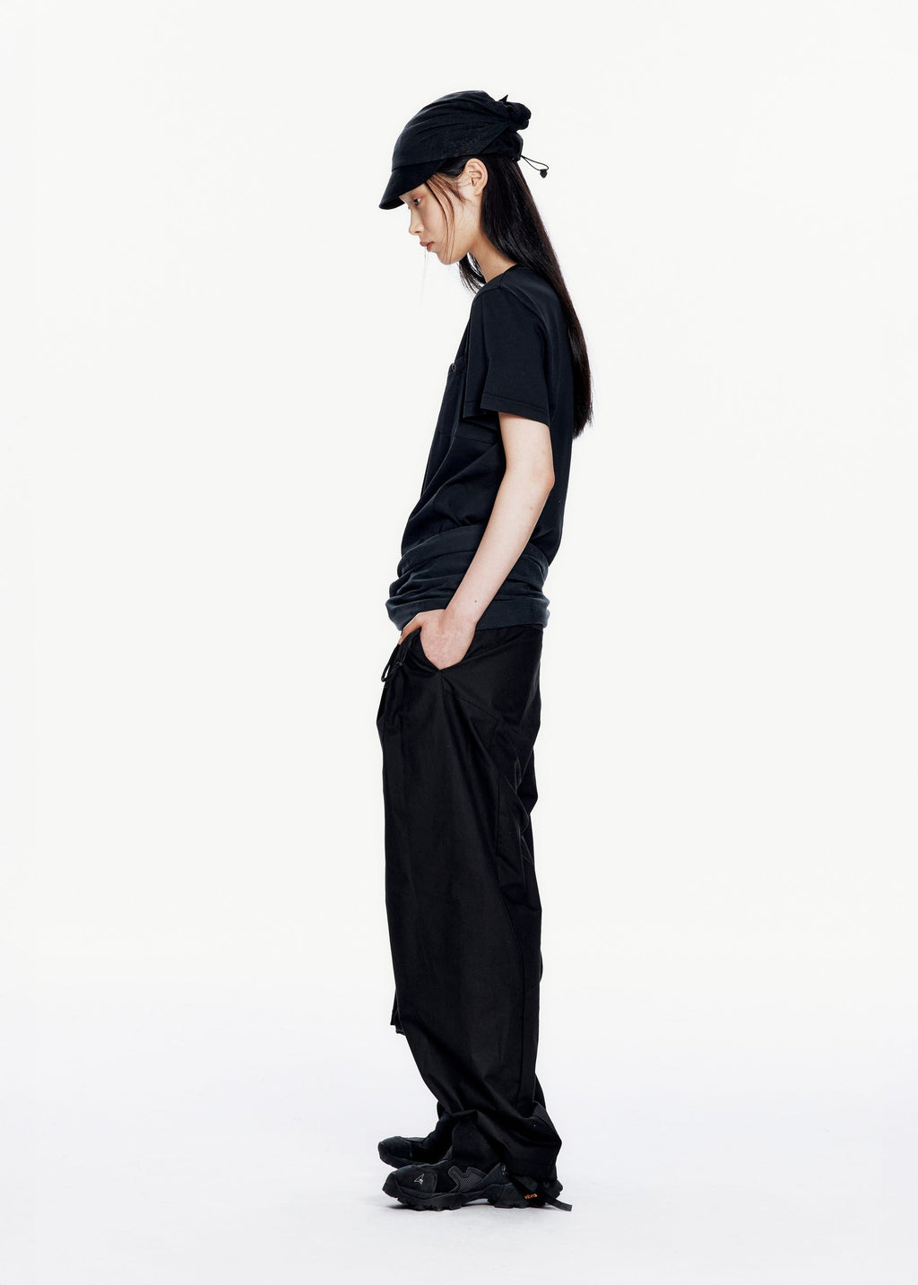 Hyein Seo - Basic T-shirt w/ Graphic Scarf (Black) product image 2 | TRAB K-Fashion Australia
