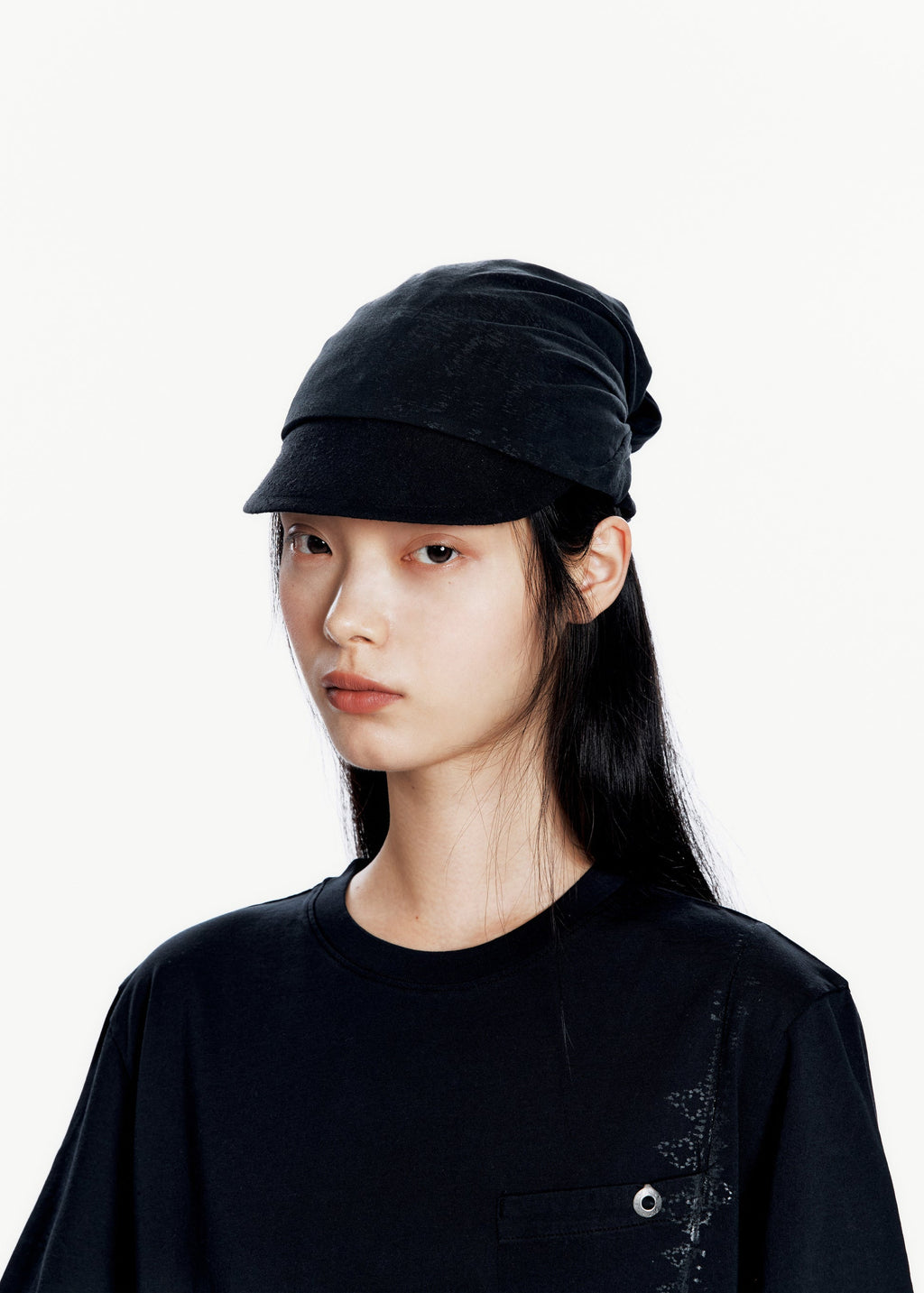 Hyein Seo - Layered Scarf Cap (Black) product image 4 | TRAB K-Fashion Australia