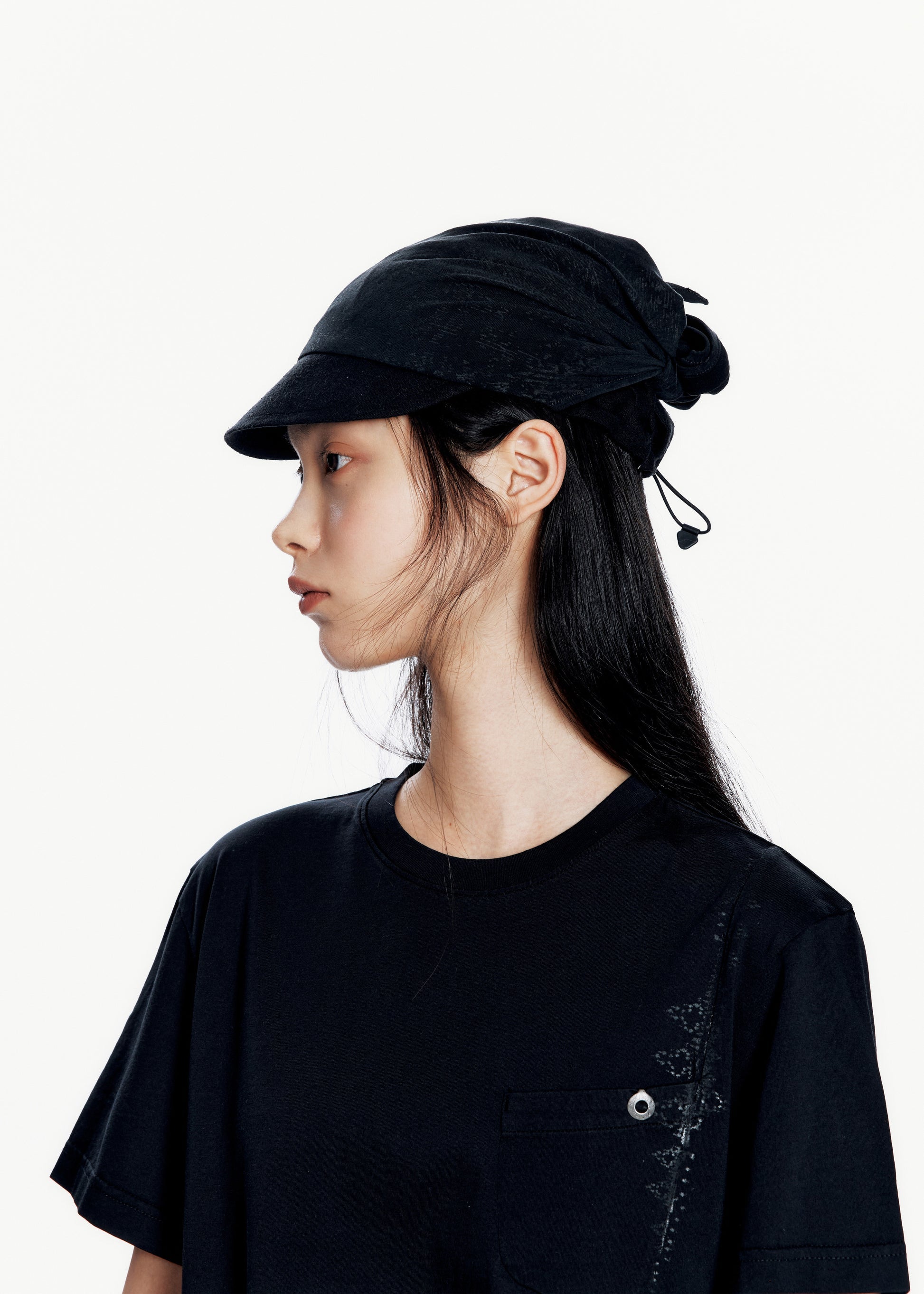 Hyein Seo - Layered Scarf Cap (Black) product image 5 | TRAB K-Fashion Australia