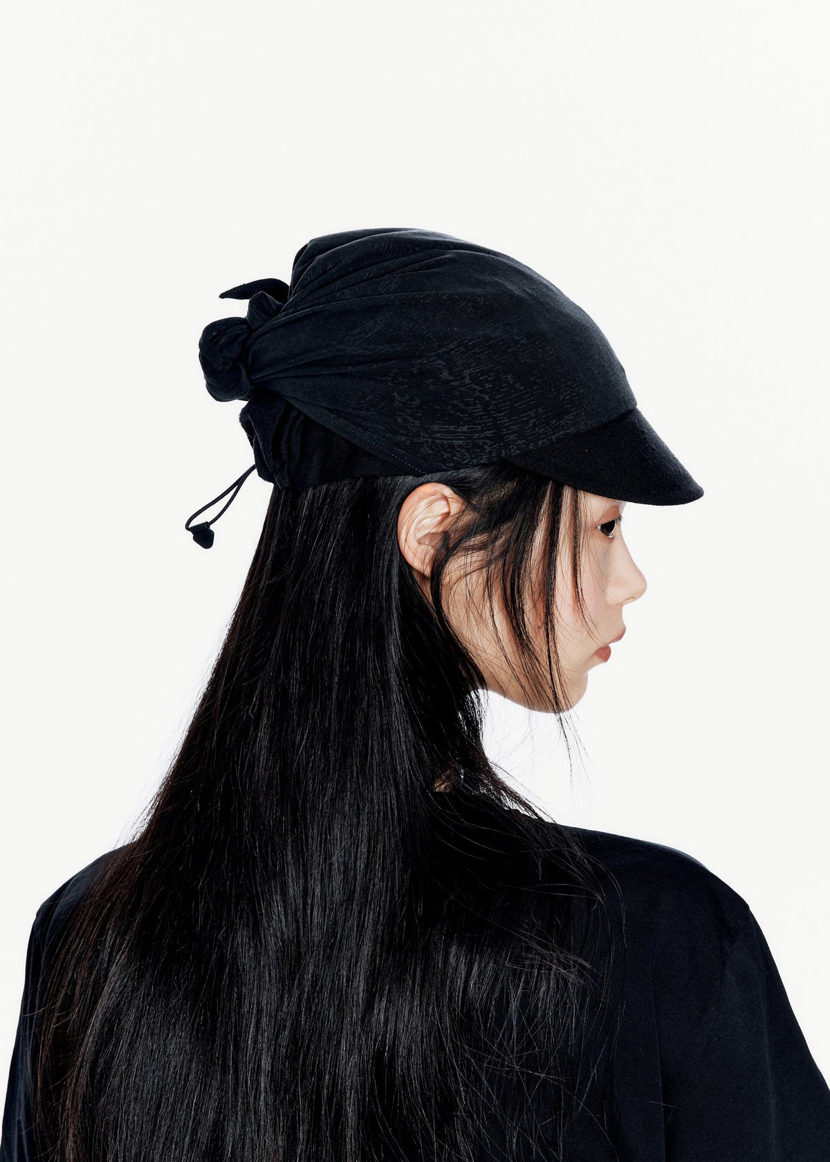 Hyein Seo - Layered Scarf Cap (Black) product image 6 | TRAB K-Fashion Australia