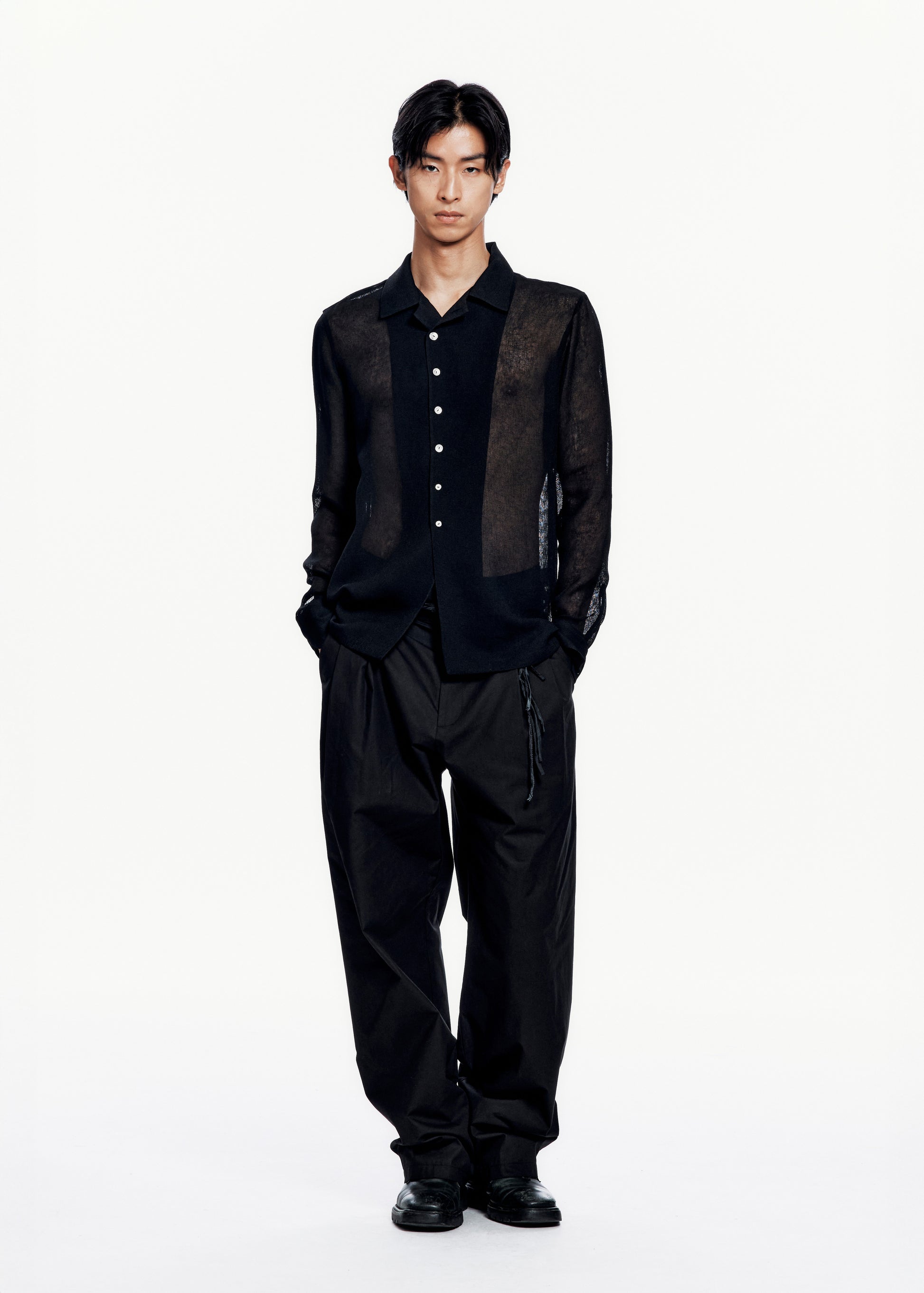 Hyein Seo - Wide Pants w/ Macrame Belt (Black) product image 4 | TRAB K-Fashion Australia