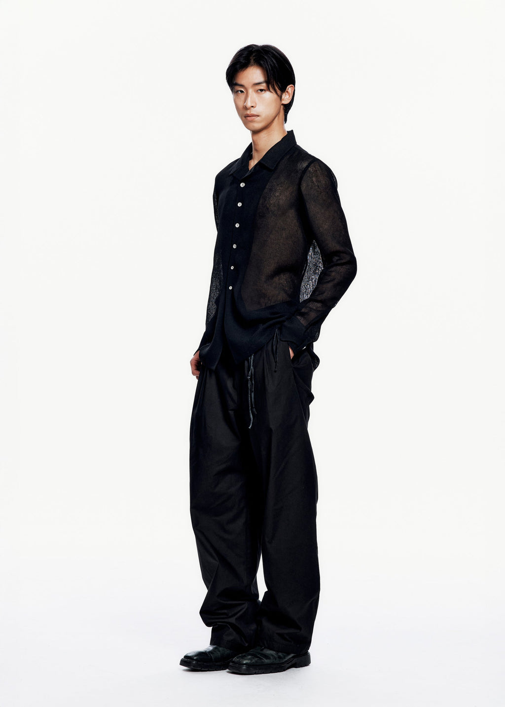 Hyein Seo - Wide Pants w/ Macrame Belt (Black) product image 5 | TRAB K-Fashion Australia