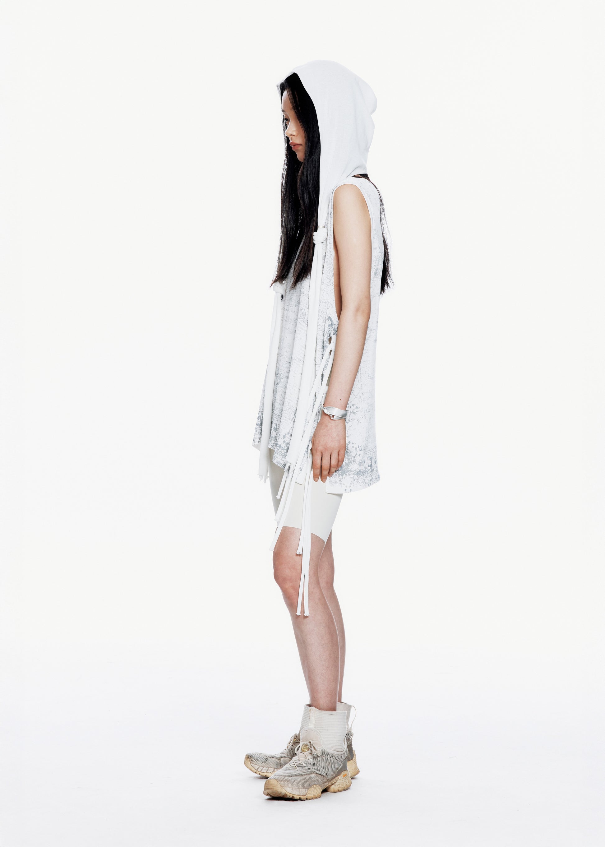 Hyein Seo - Sleeveless Knit w/ Macrame Hoodie (White) product image 1 | TRAB K-Fashion Australia