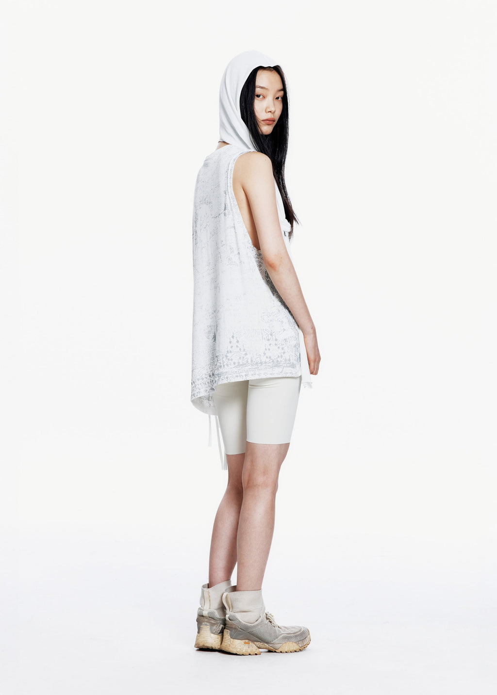 Hyein Seo - Sleeveless Knit w/ Macrame Hoodie (White) product image 3 | TRAB K-Fashion Australia