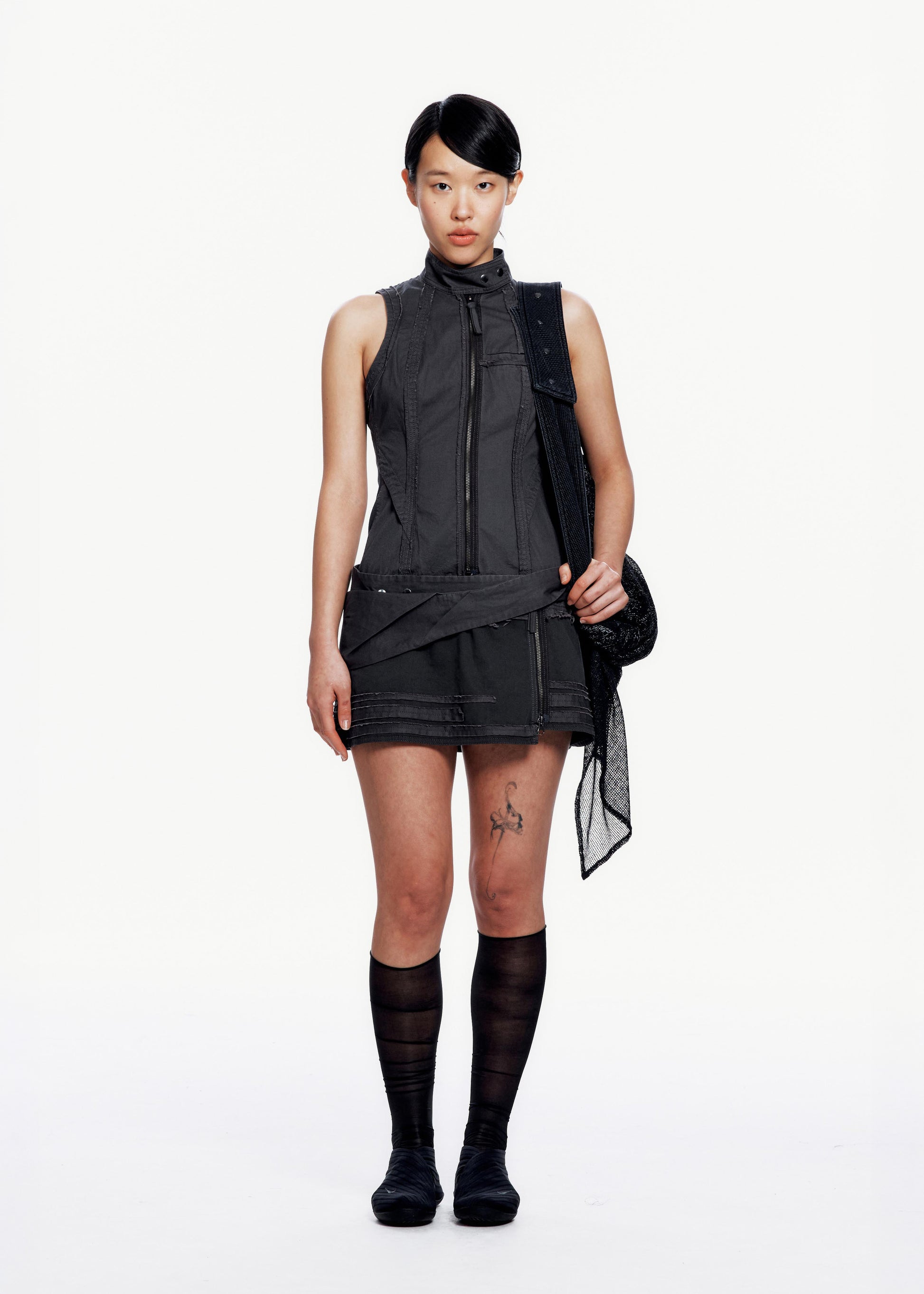 Hyein Seo - Sleeveless Moto Dress w/ Belt Bag (Charcoal) product image 2 | TRAB K-Fashion Australia