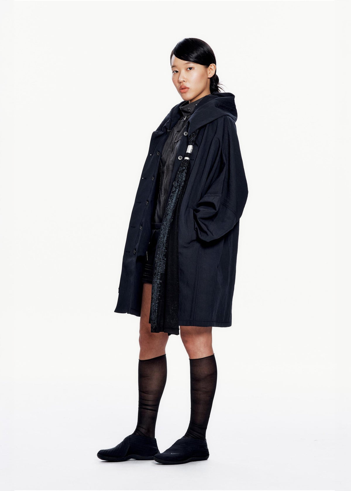 Hyein Seo - Hooded Coat w/ Graphic Muffler (Midnight) product image 5 | TRAB K-Fashion Australia