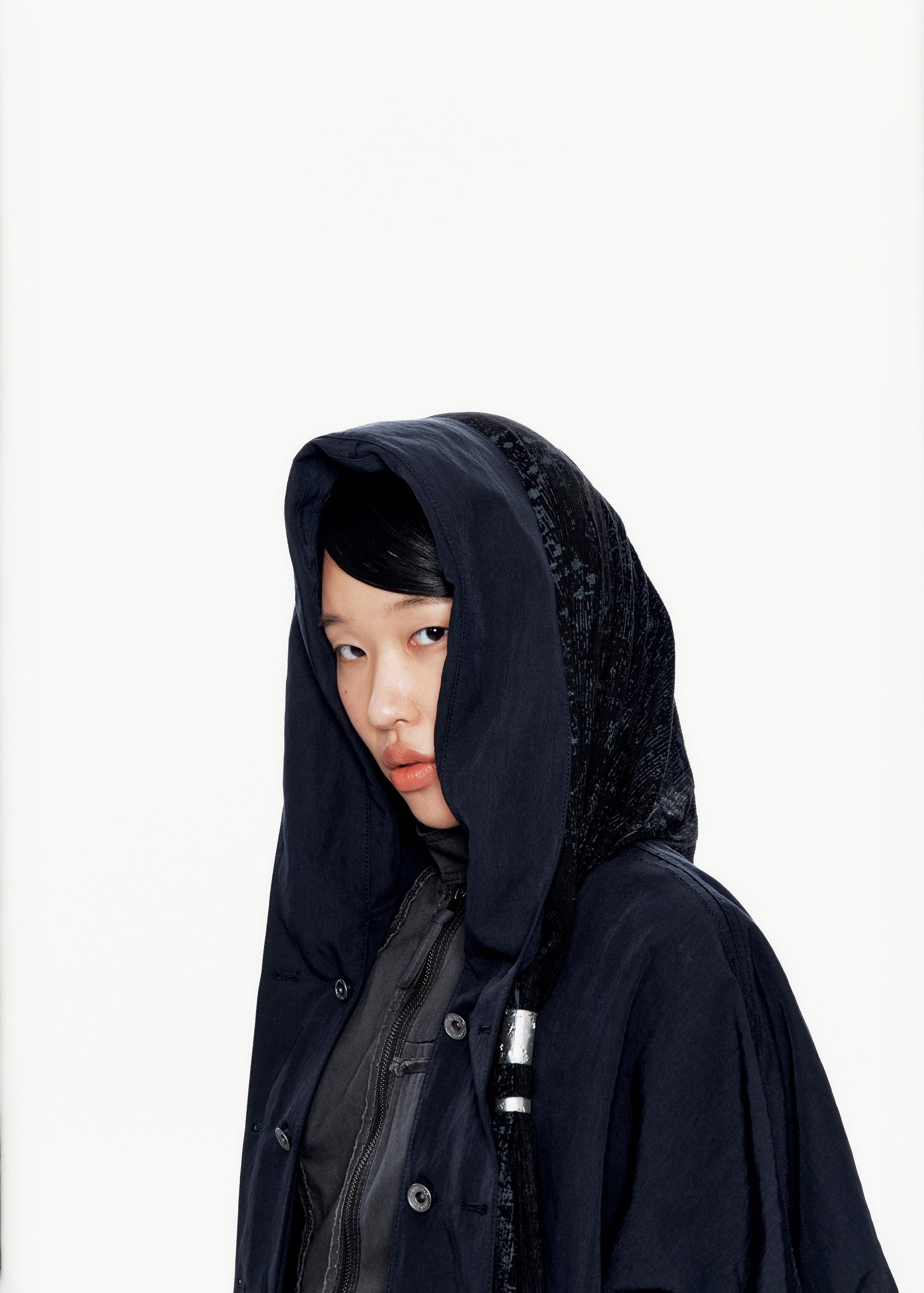 Hyein Seo - Hooded Coat w/ Graphic Muffler (Midnight) product image 4 | TRAB K-Fashion Australia