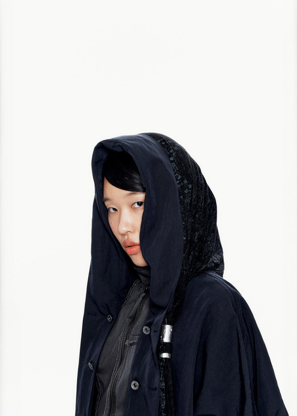Hyein Seo - Hooded Coat w/ Graphic Muffler (Midnight) product image 8 | TRAB K-Fashion Australia