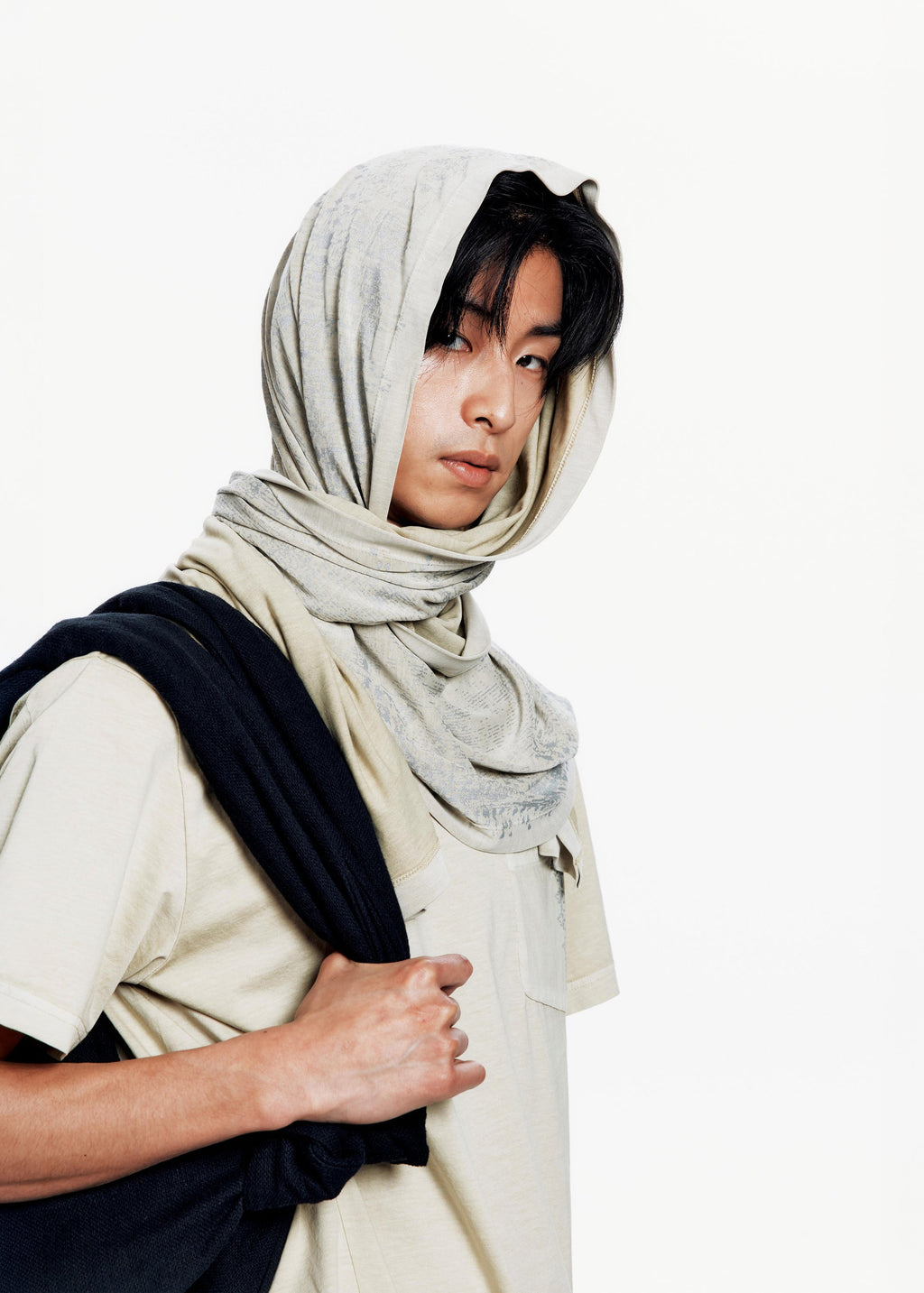 Hyein Seo - Basic T-shirt w/ Graphic Scarf (Sand Beige) product image 1 | TRAB K-Fashion Australia