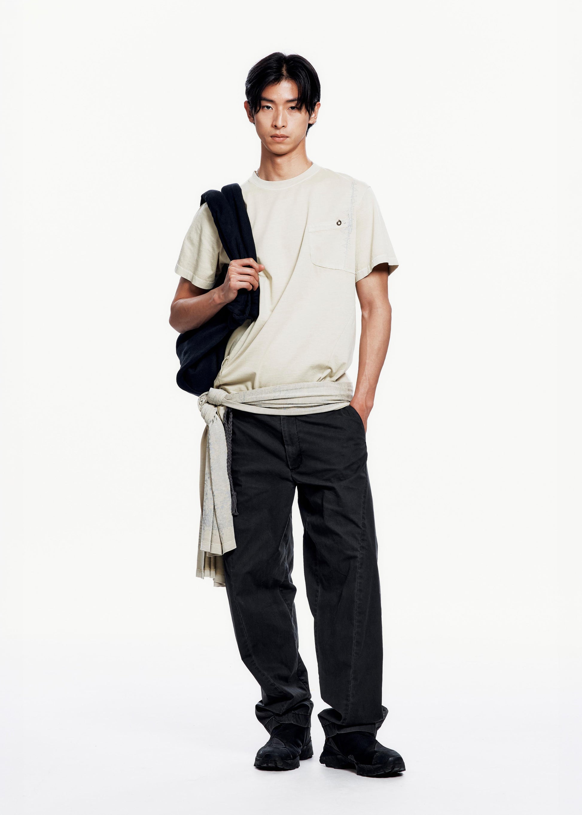 Hyein Seo - Basic T-shirt w/ Graphic Scarf (Sand Beige) product image 2 | TRAB K-Fashion Australia