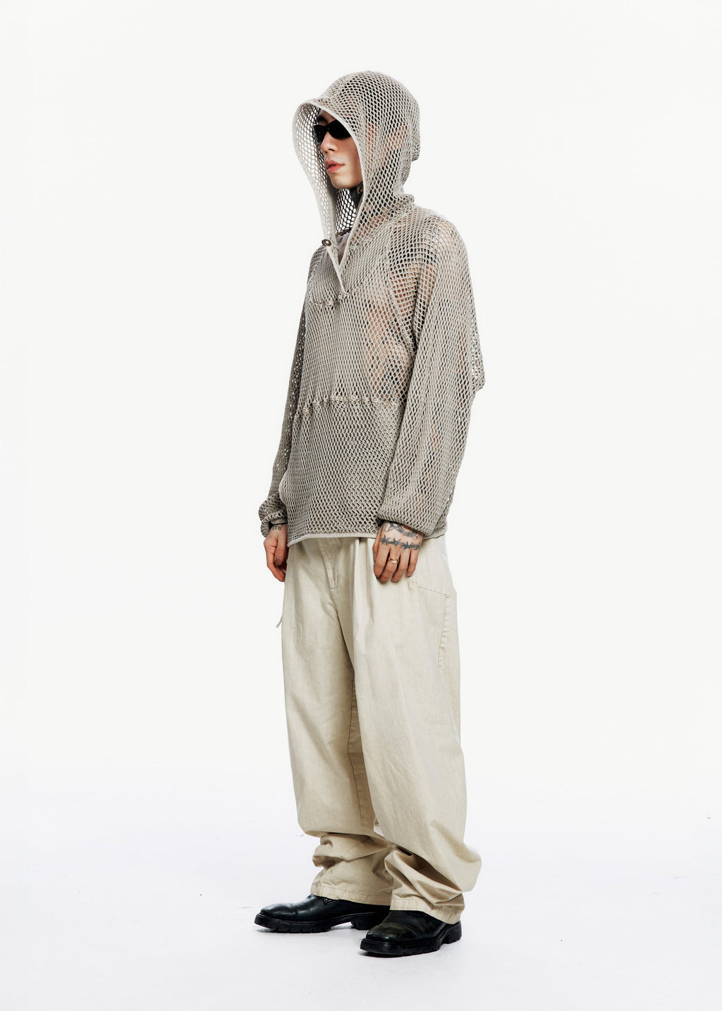 Hyein Seo - Washed Mesh Hoodie (Moss Beige) product image 2 | TRAB K-Fashion Australia