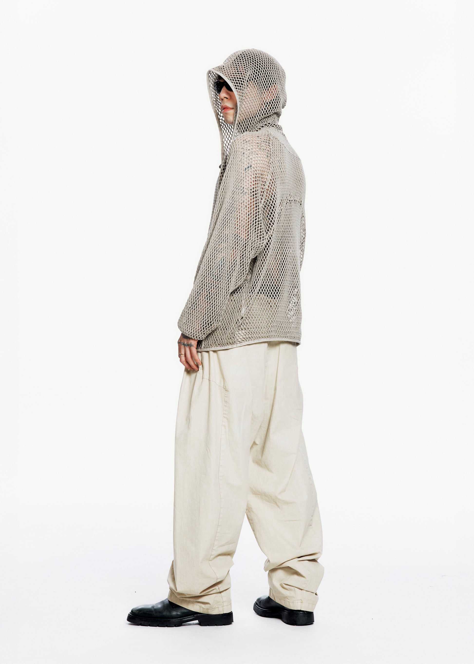 Hyein Seo - Washed Mesh Hoodie (Moss Beige) product image 3 | TRAB K-Fashion Australia