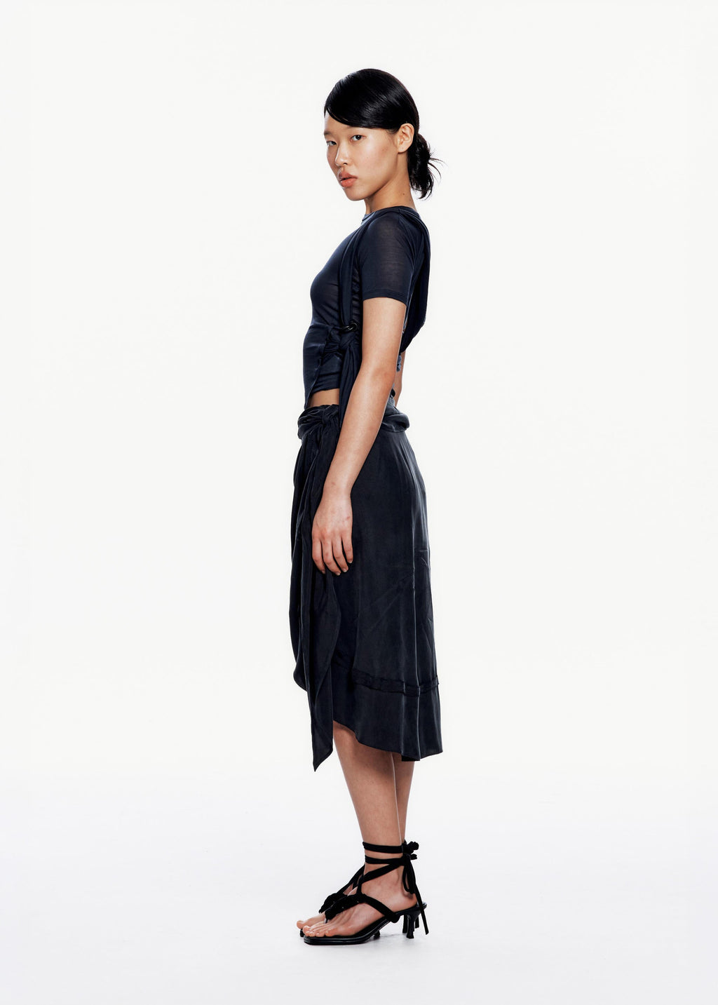 Hyein Seo - Tied Asymmetric T-shirt (Dark Navy) product image 3 | TRAB K-Fashion Australia