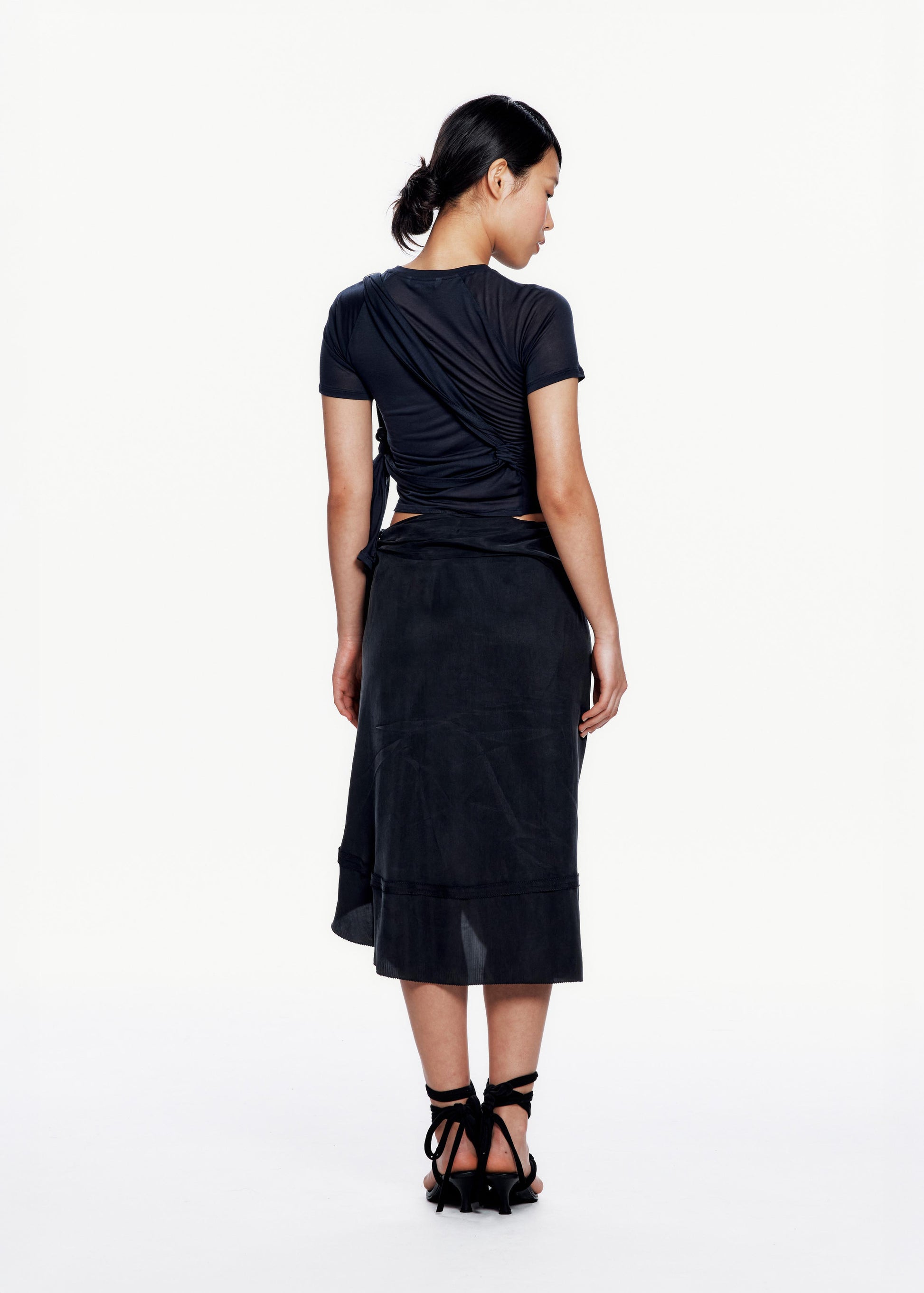Hyein Seo - Tied Asymmetric T-shirt (Dark Navy) product image 4 | TRAB K-Fashion Australia