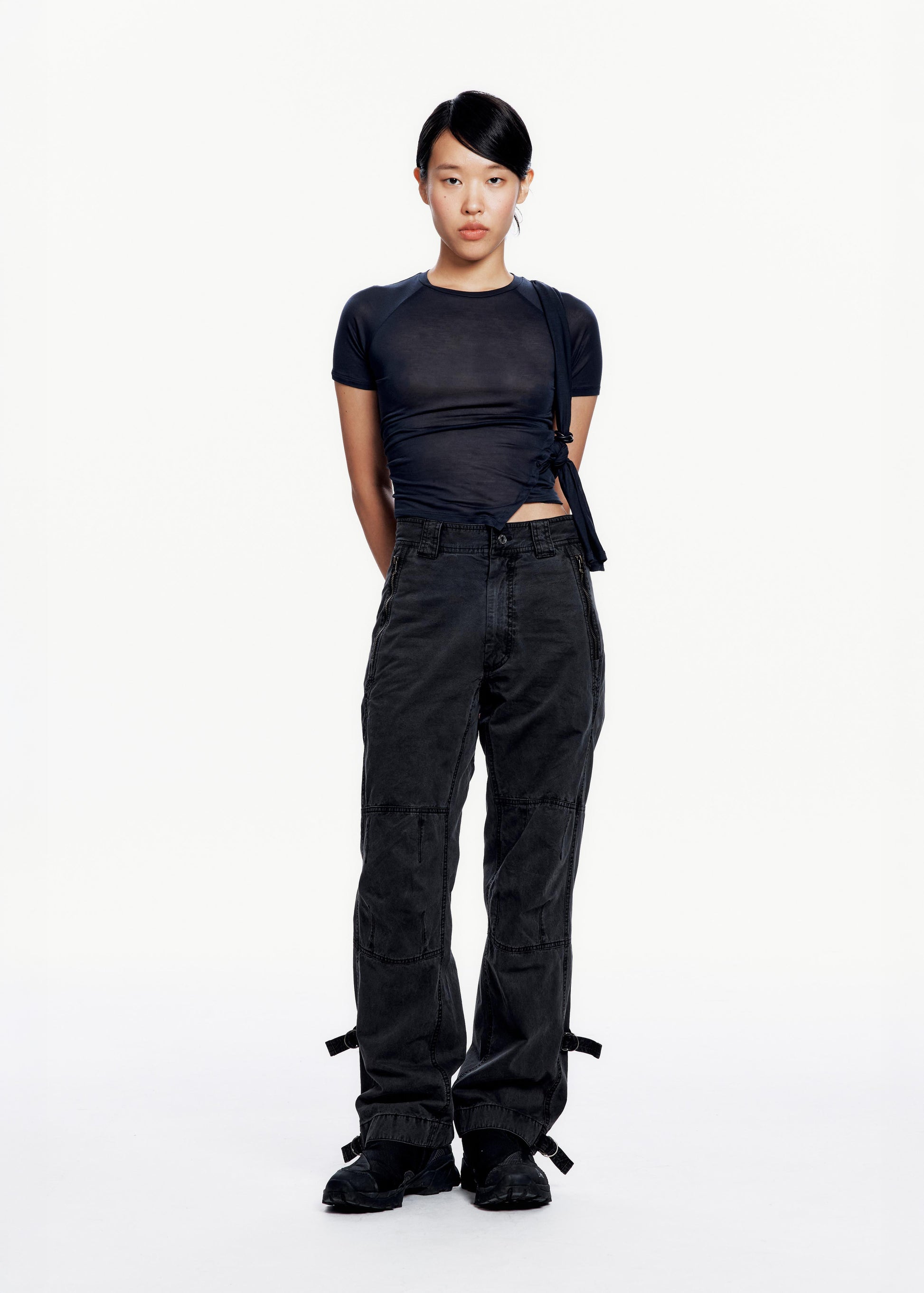 Hyein Seo - Tied Asymmetric T-shirt (Dark Navy) product image 5 | TRAB K-Fashion Australia