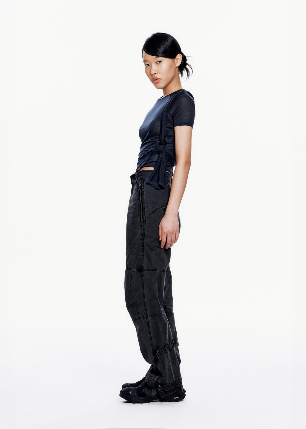 Hyein Seo - Tied Asymmetric T-shirt (Dark Navy) product image 6 | TRAB K-Fashion Australia