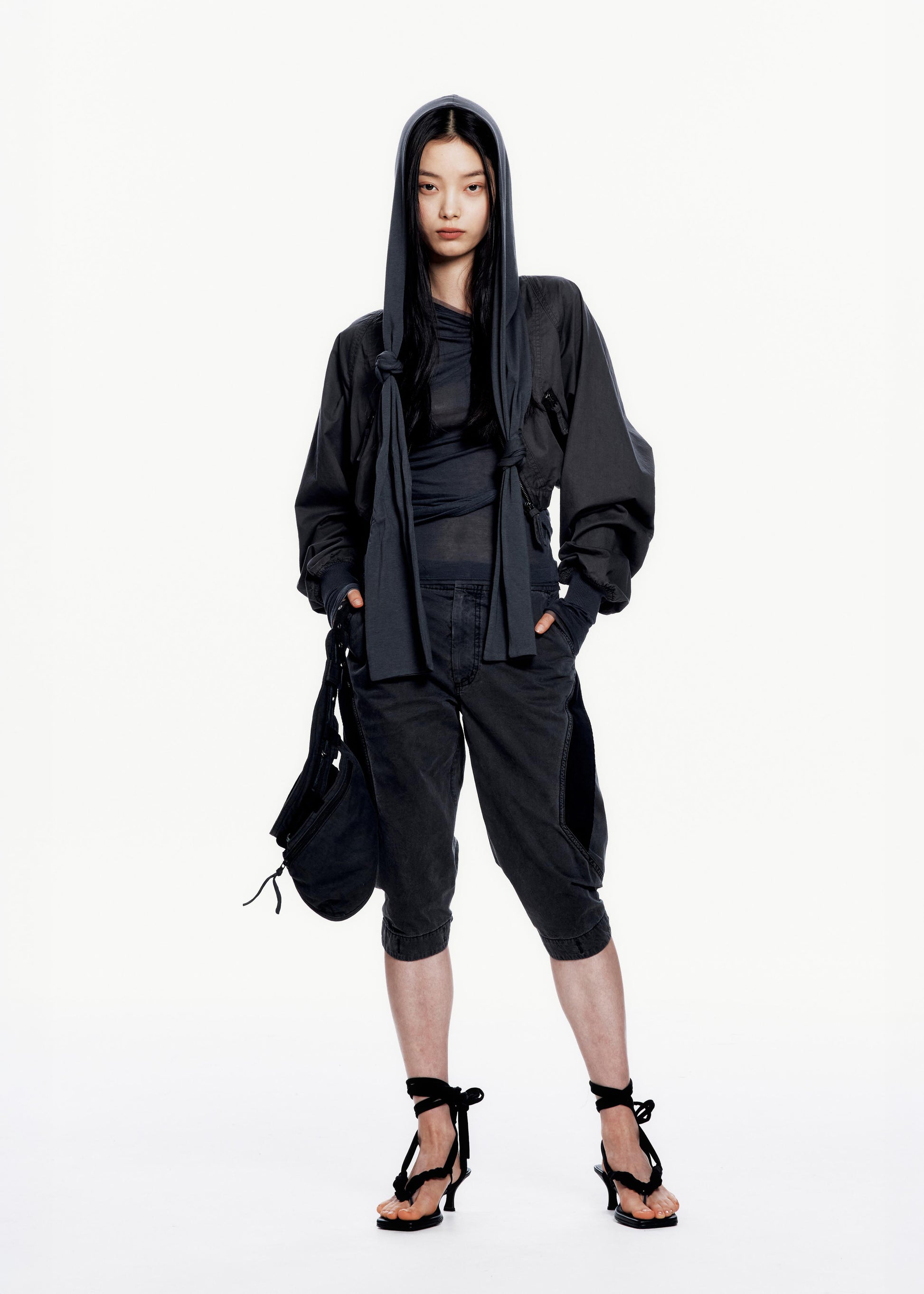 Hyein Seo - Cotton Bolero Jacket w/ Hoodie (Charcoal) product image 4 | TRAB K-Fashion Australia