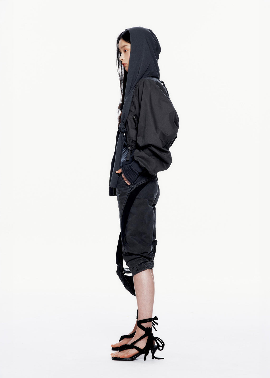 Hyein Seo - Cotton Bolero Jacket w/ Hoodie (Charcoal) product image 5 | TRAB K-Fashion Australia