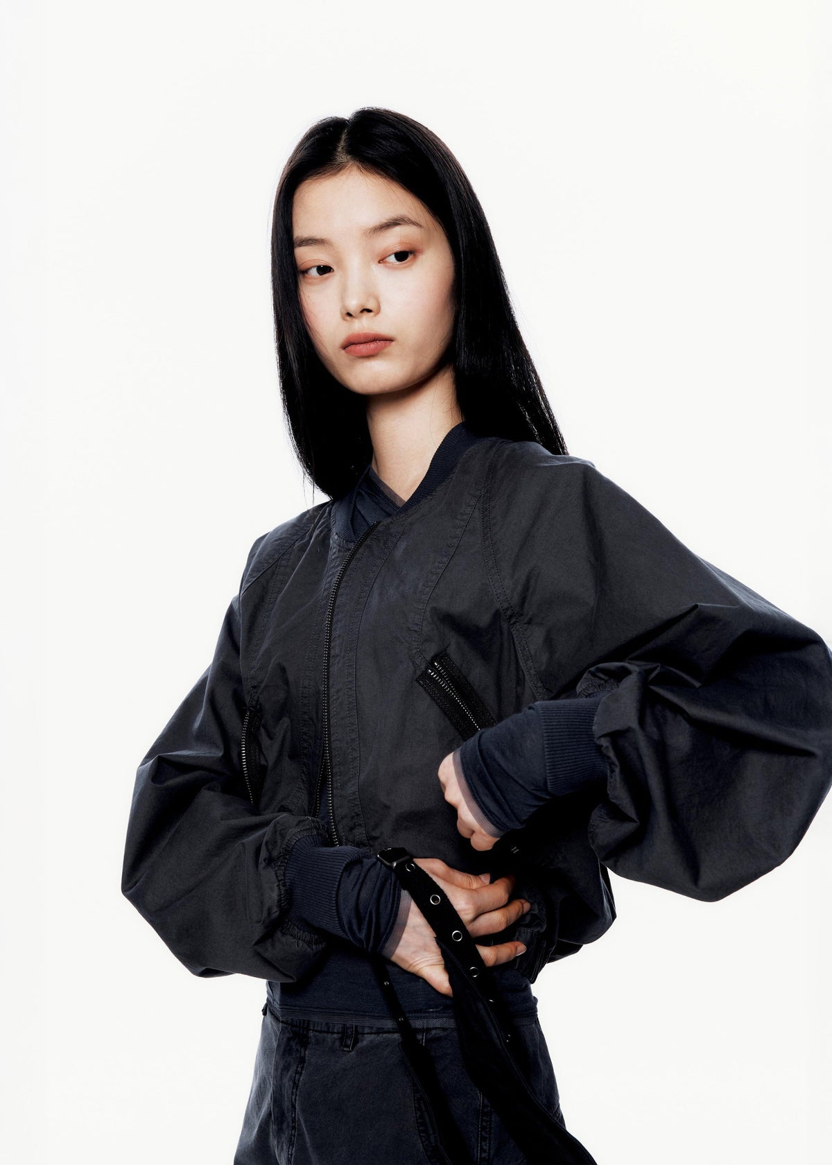 Hyein Seo - Cotton Bolero Jacket w/ Hoodie (Charcoal) product image 6 | TRAB K-Fashion Australia
