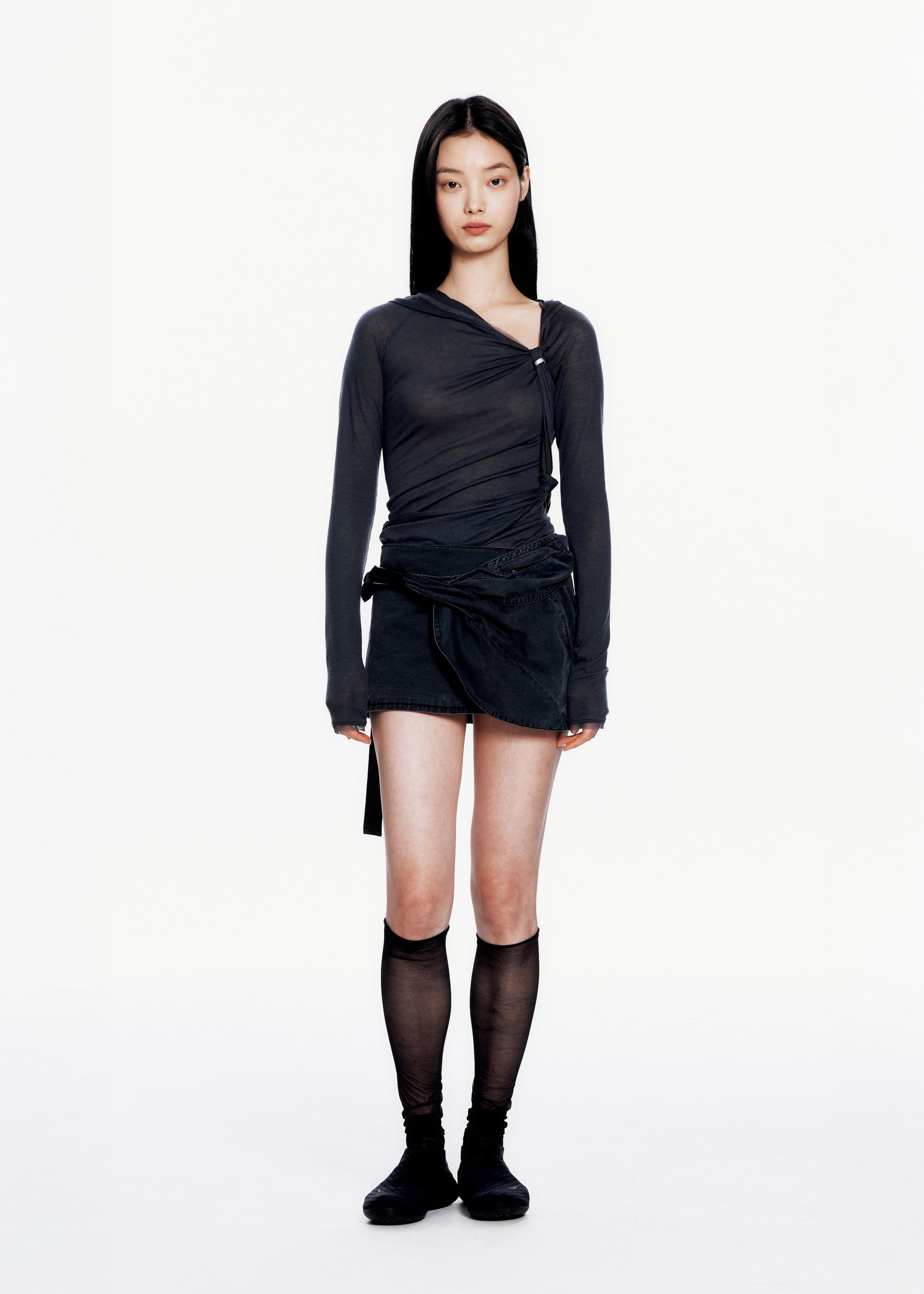Hyein Seo - Hooded Knot L/S (Charcoal) product image 2 | TRAB K-Fashion Australia
