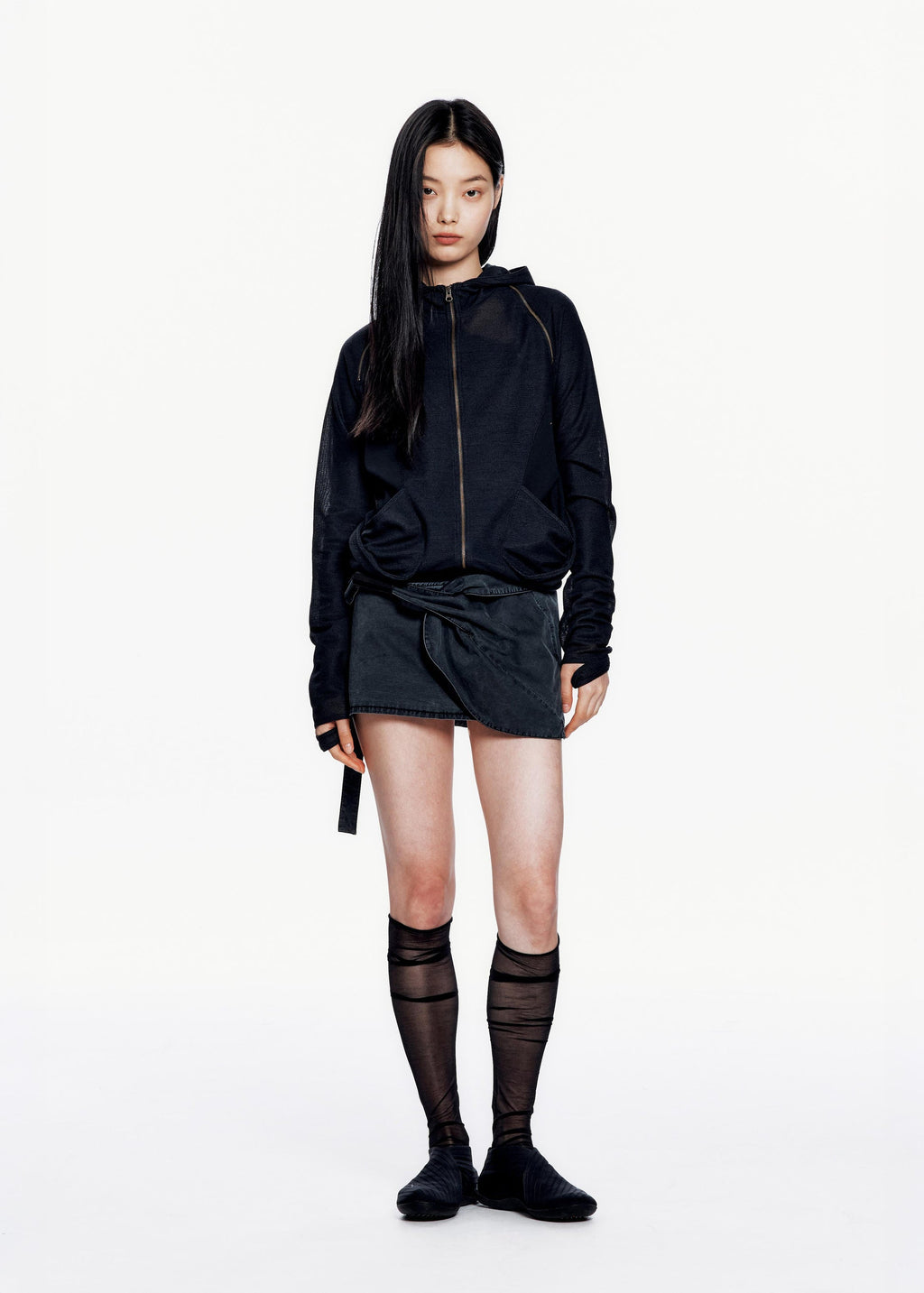 Hyein Seo - Slashed Zip Hoodie (Midnight) product image 6 | TRAB K-Fashion Australia