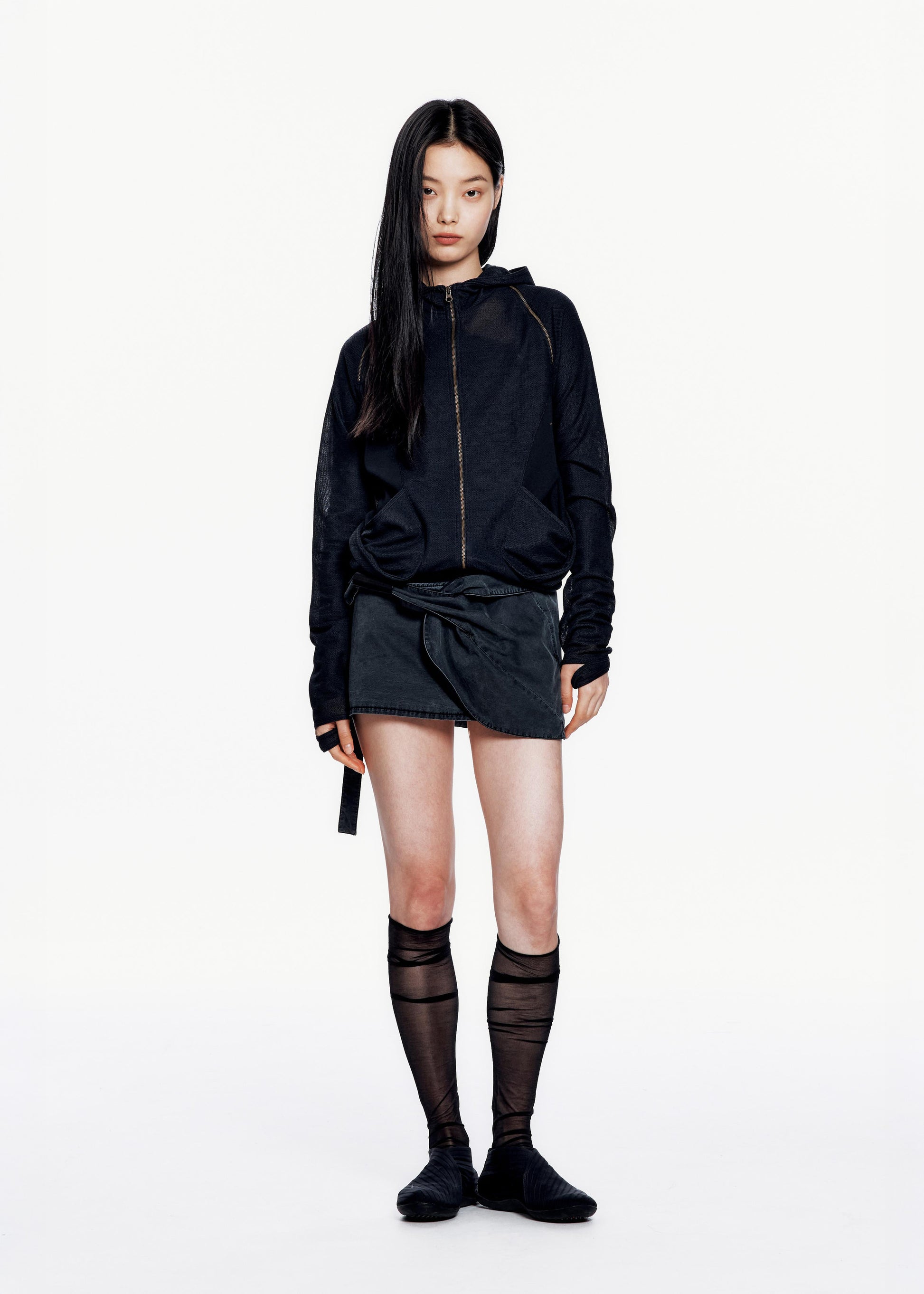 Hyein Seo - Slashed Zip Hoodie (Midnight) product image 6 | TRAB K-Fashion Australia