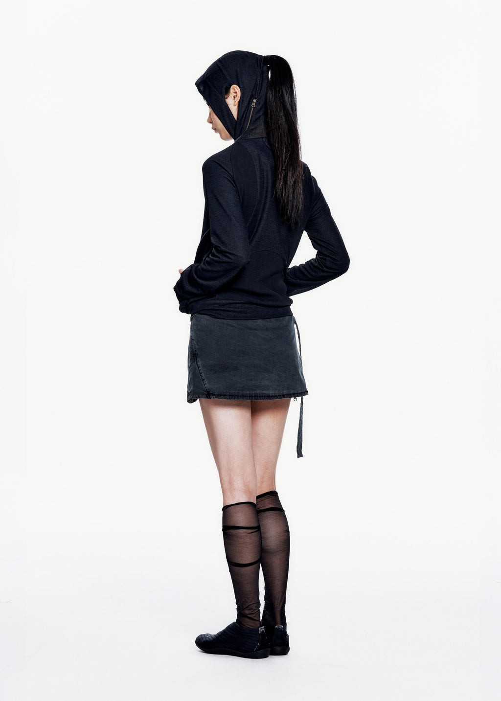 Hyein Seo - Slashed Zip Hoodie (Midnight) product image 8 | TRAB K-Fashion Australia