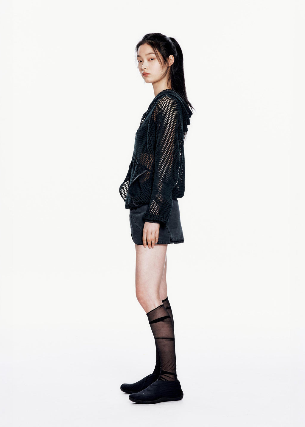 Hyein Seo - Washed Mesh Hoodie (Dark Green) product image 4 | TRAB K-Fashion Australia