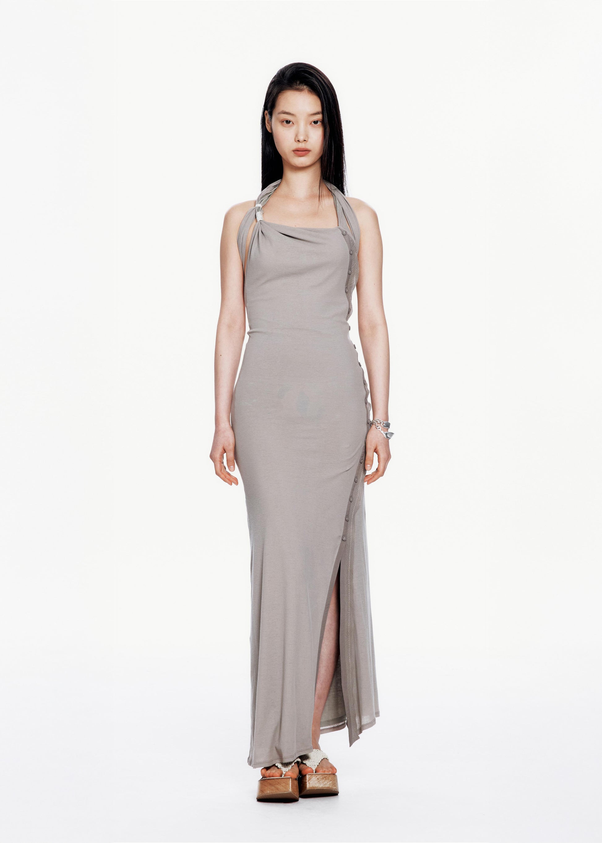 Hyein Seo - Knotted Halter Dress (Beige) product image 2 | TRAB K-Fashion Australia