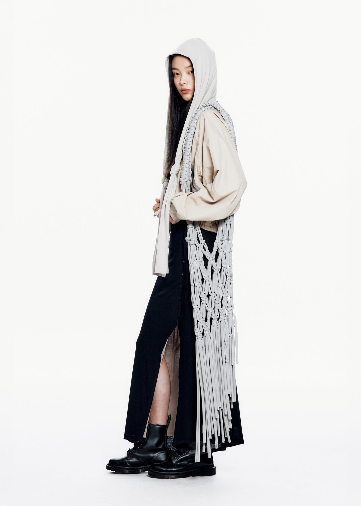 Hyein Seo - Macrame Shoulder Bag (Light Grey) product image 5 | TRAB K-Fashion Australia