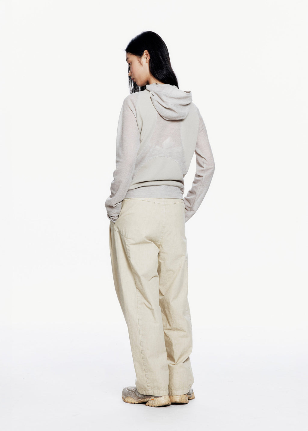 Hyein Seo - Slashed Zip Hoodie (Beige) product image 4 | TRAB K-Fashion Australia