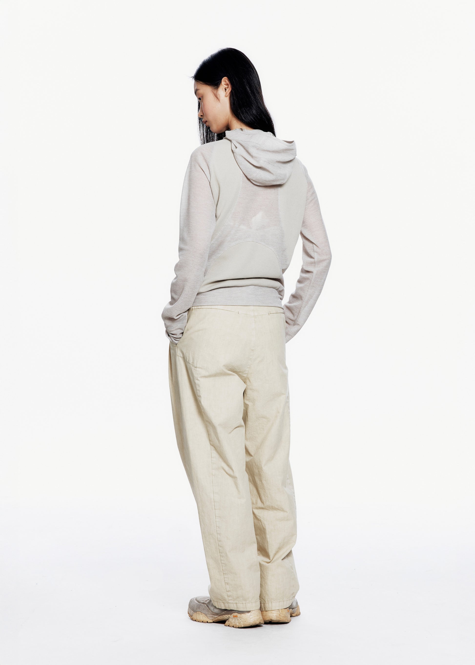 Hyein Seo - Slashed Zip Hoodie (Beige) product image 4 | TRAB K-Fashion Australia