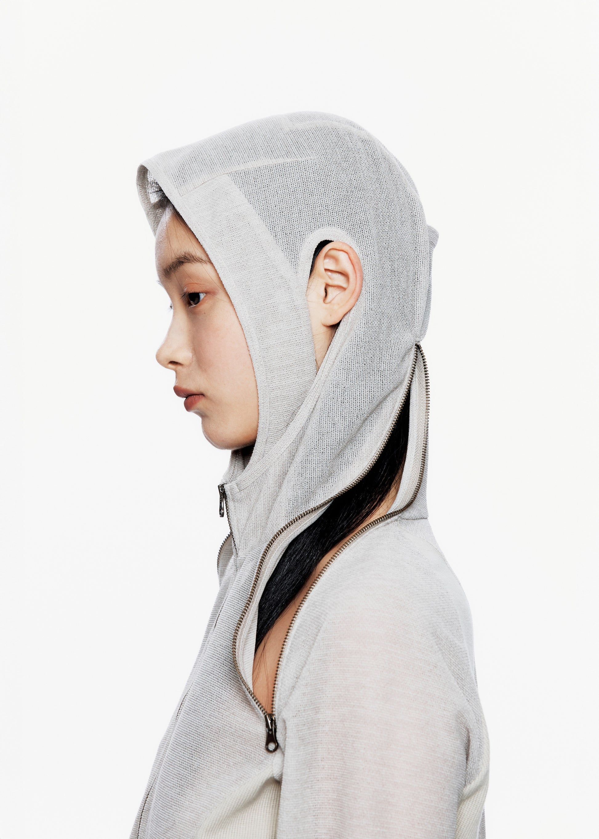 Hyein Seo - Slashed Zip Hoodie (Beige) product image 1 | TRAB K-Fashion Australia